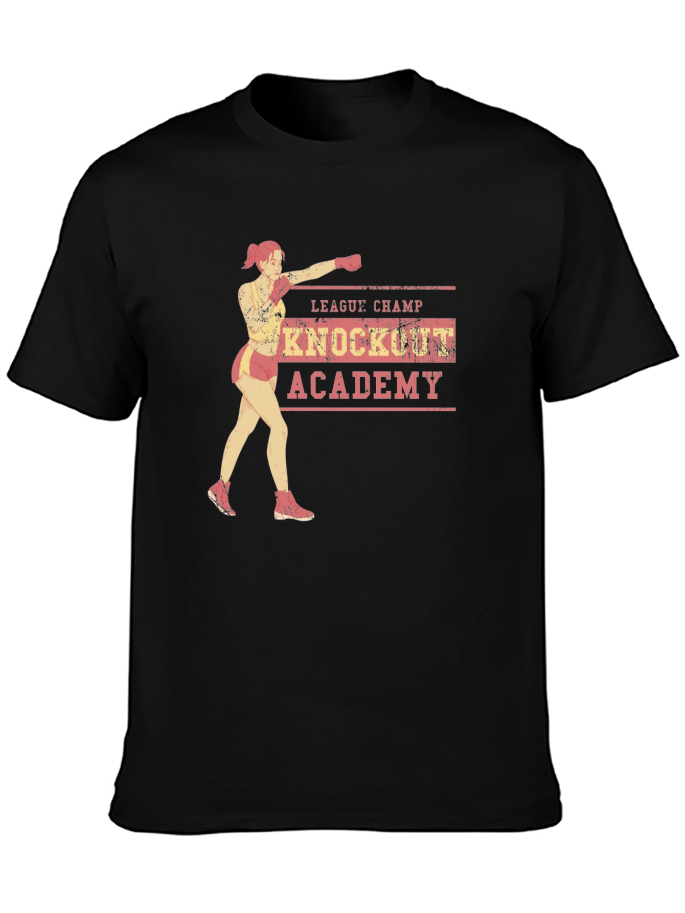 Black Knockout Academy T-Shirt - League Champ Boxer view 3