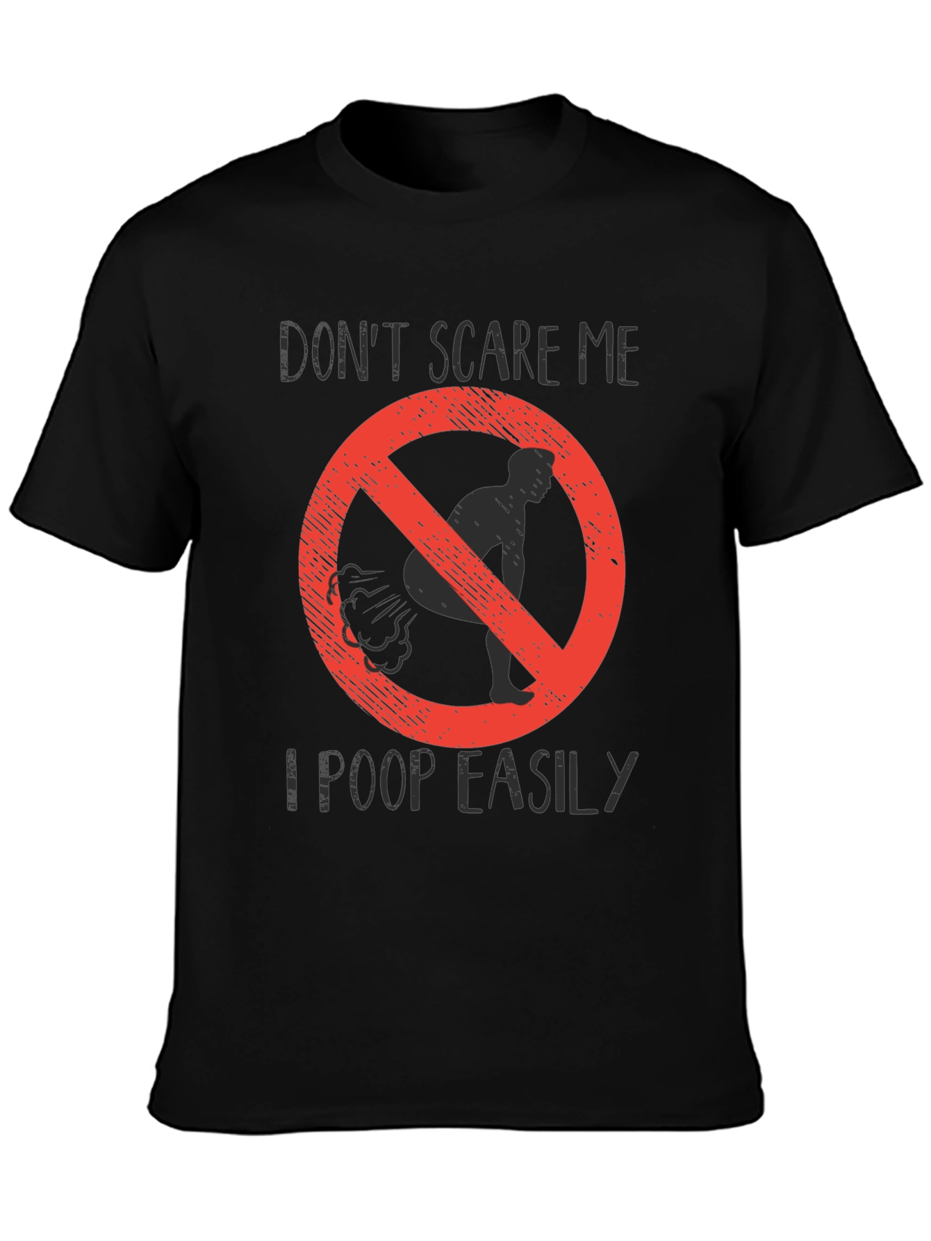 Black Funny "Don't Scare Me" Poop Graphic Tee view 3