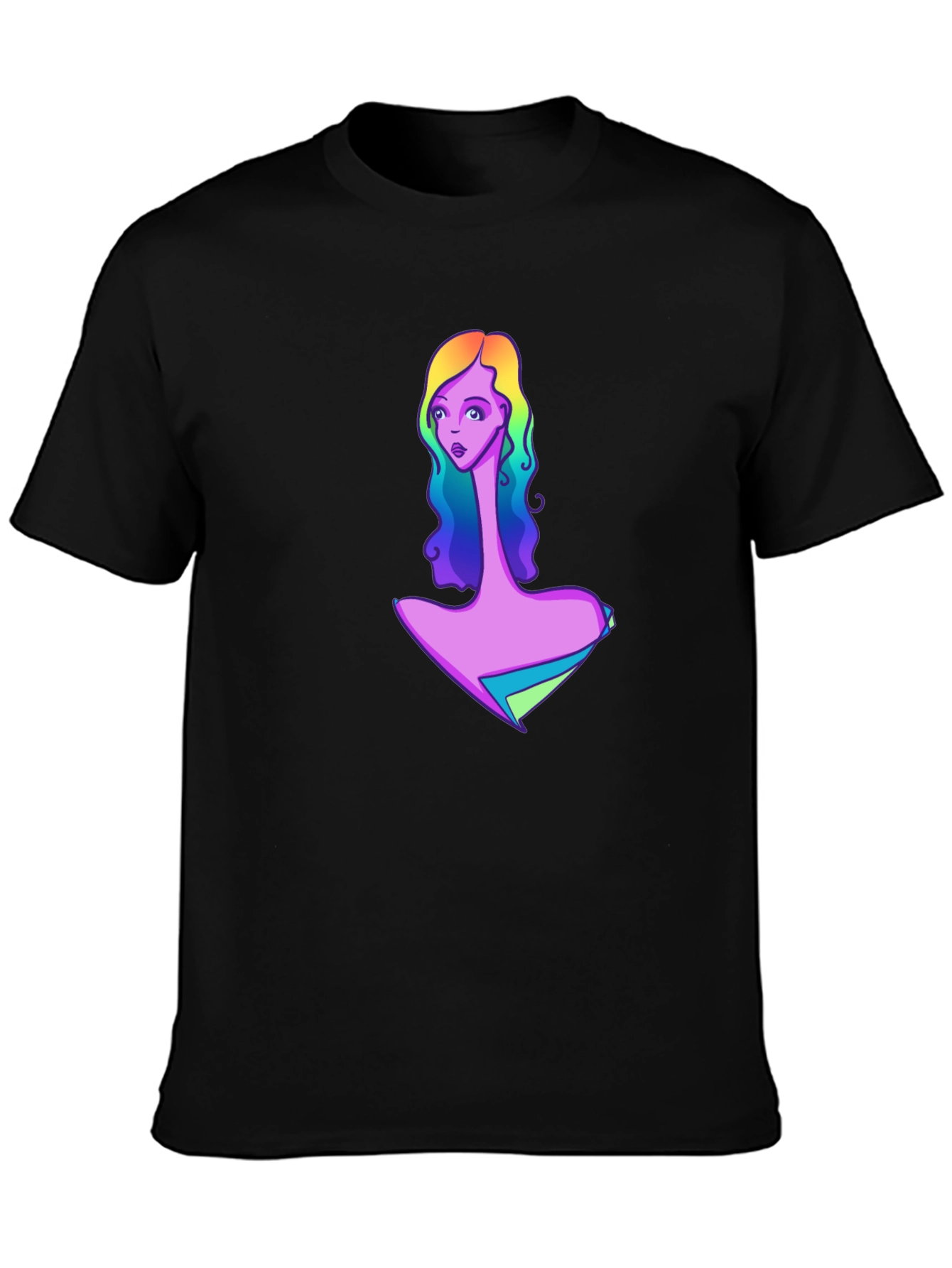 Black Rainbow Girl Graphic Black T-Shirt view 3