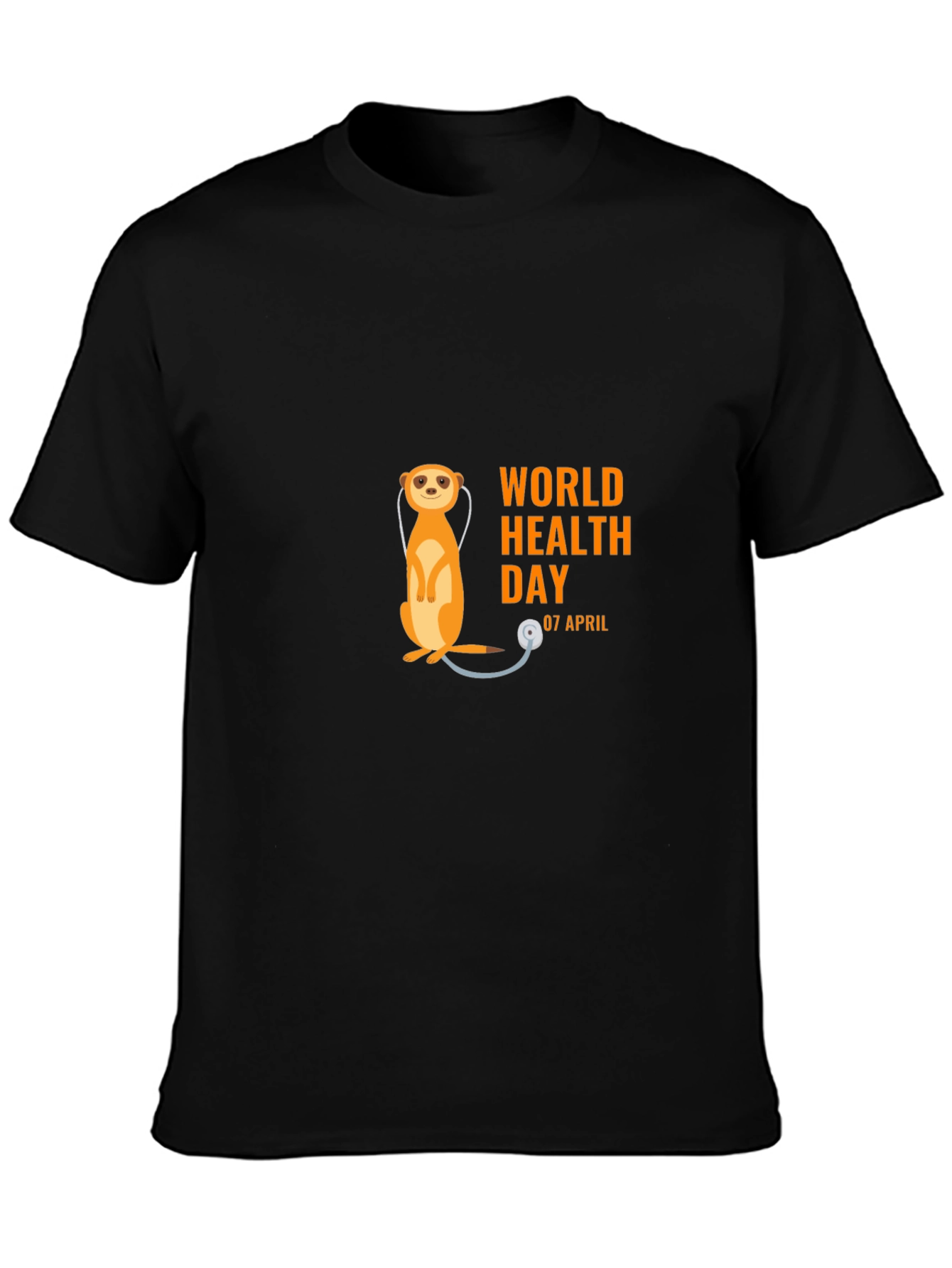 Black World Health Day Meerkat T-Shirt view 3