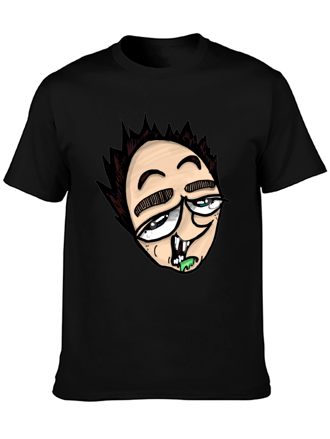 Black Cartoon Character Graphic Print Black T-Shirt view 3