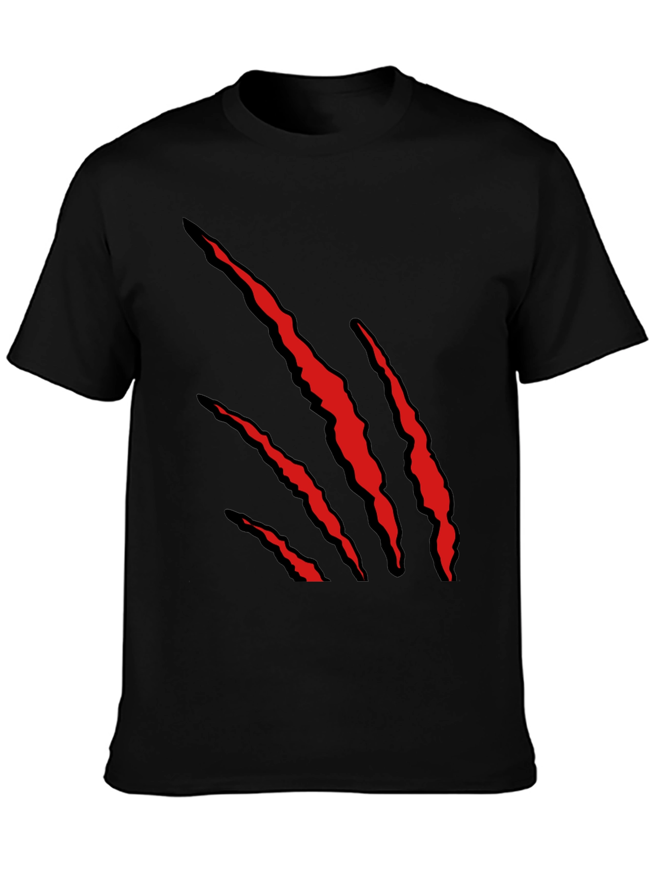 Black Men's Black T-Shirt with Red Claw Graphic view 3