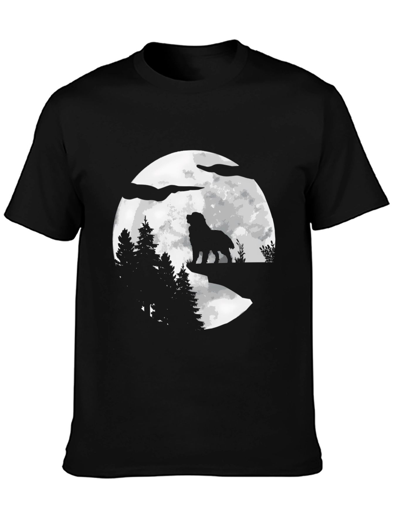 Black Wolf Moon Graphic Tee - Nature Lover's Black T-Shirt view 3