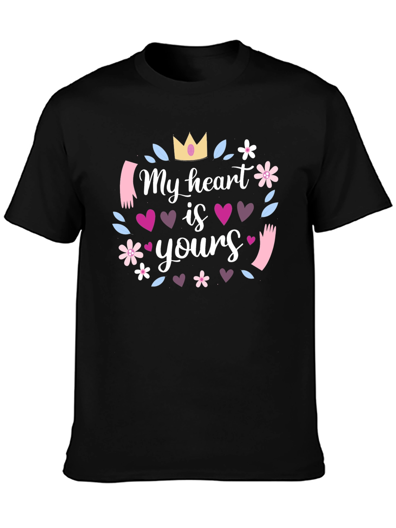 Black My Heart is Yours Graphic Tee - Black Cotton view 3