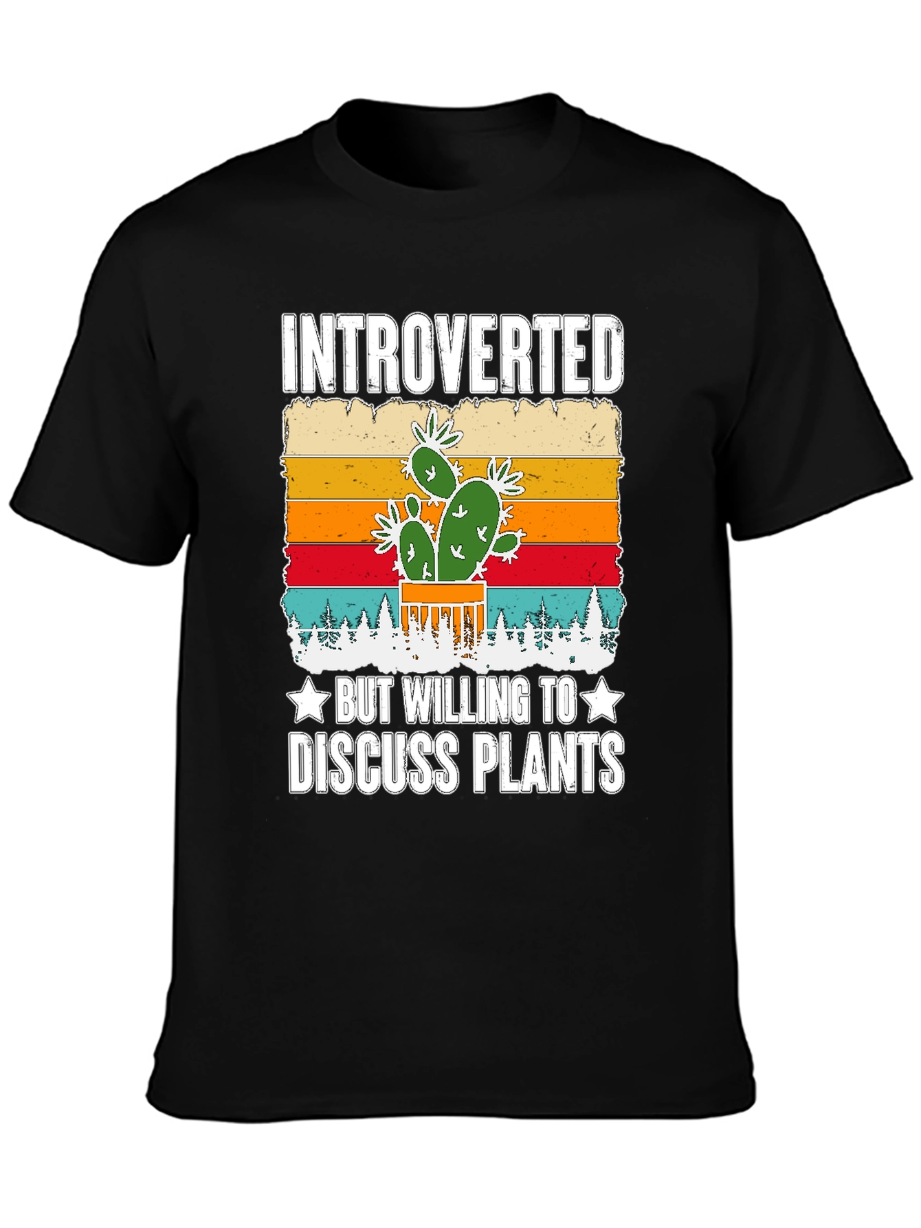 Black Introverted Plant Lover Graphic T-Shirt view 3