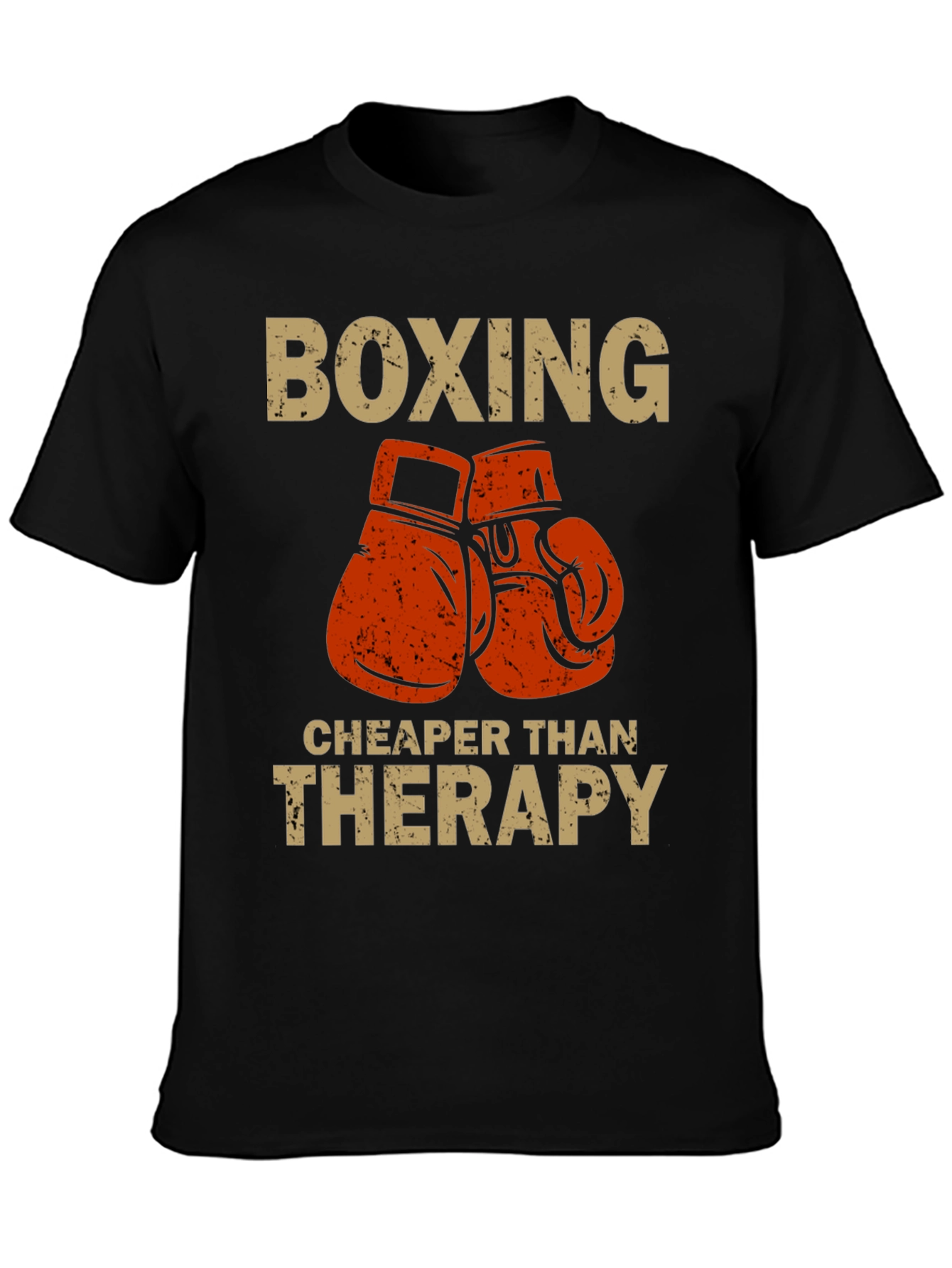 Black Boxing Cheaper Than Therapy T-Shirt view 3