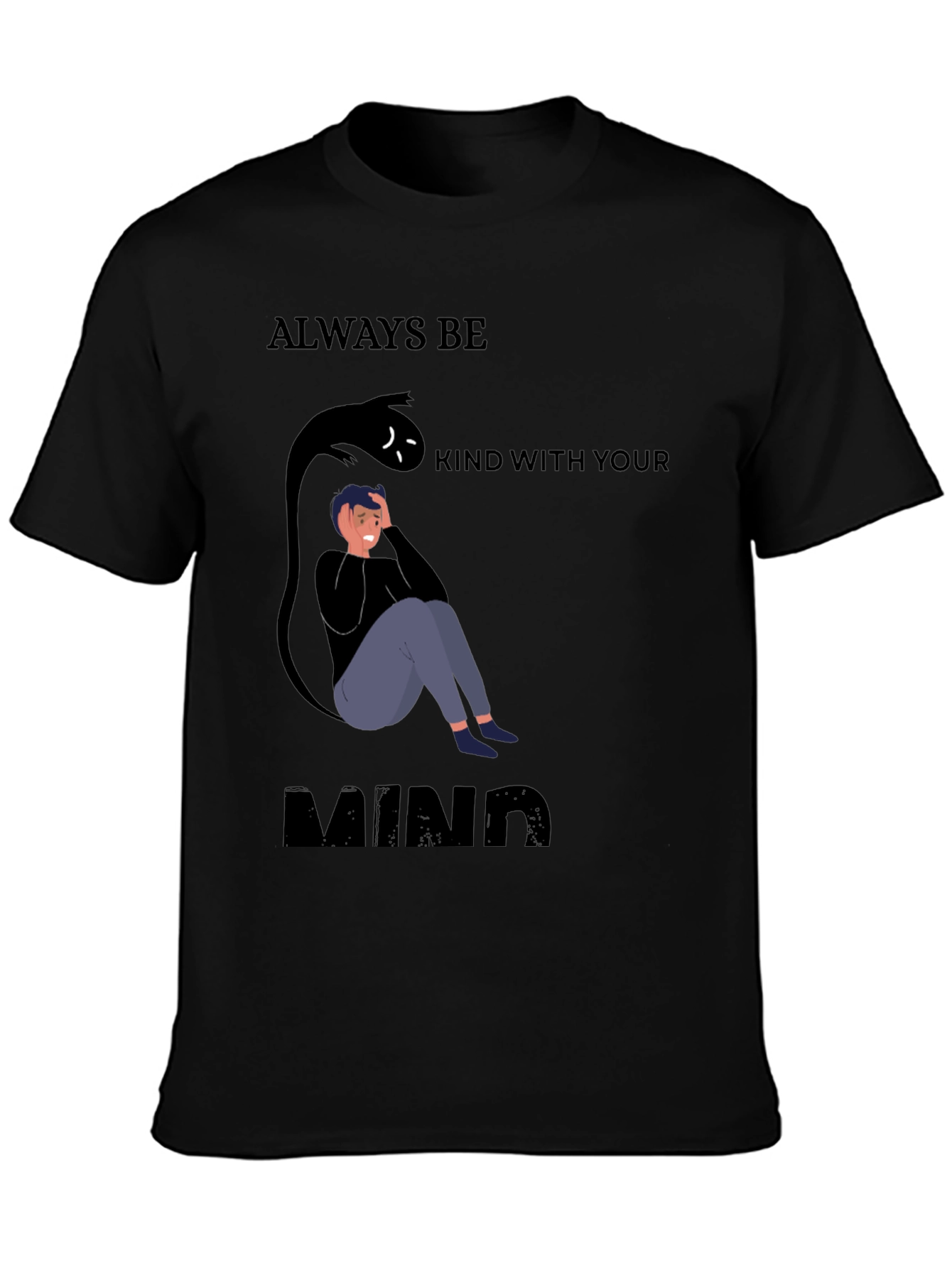 Black Be Kind To Your Mind Black Graphic Tee view 3