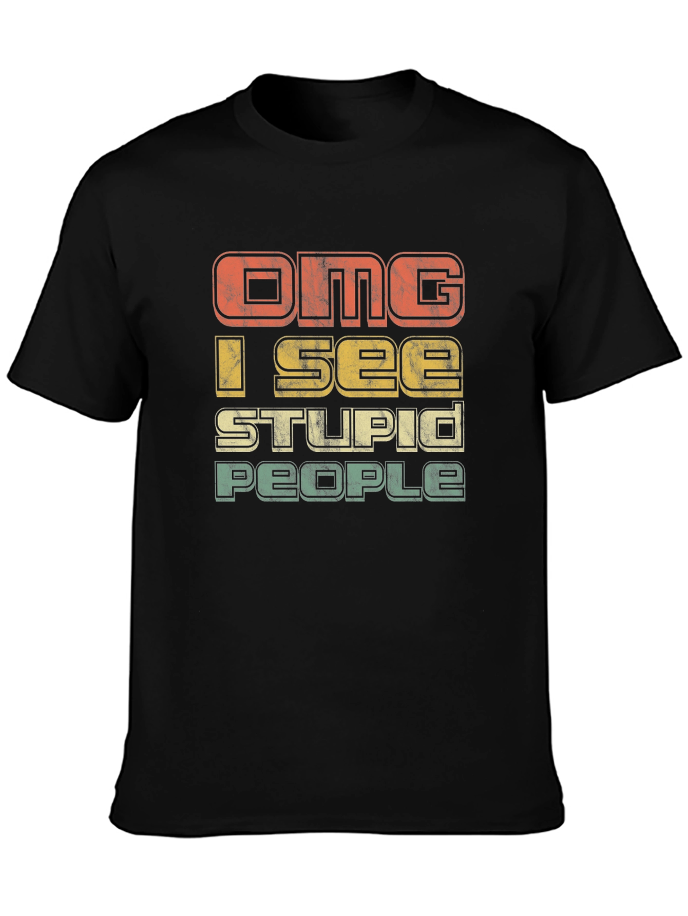 Black OMG I See Stupid People Graphic T-Shirt view 3