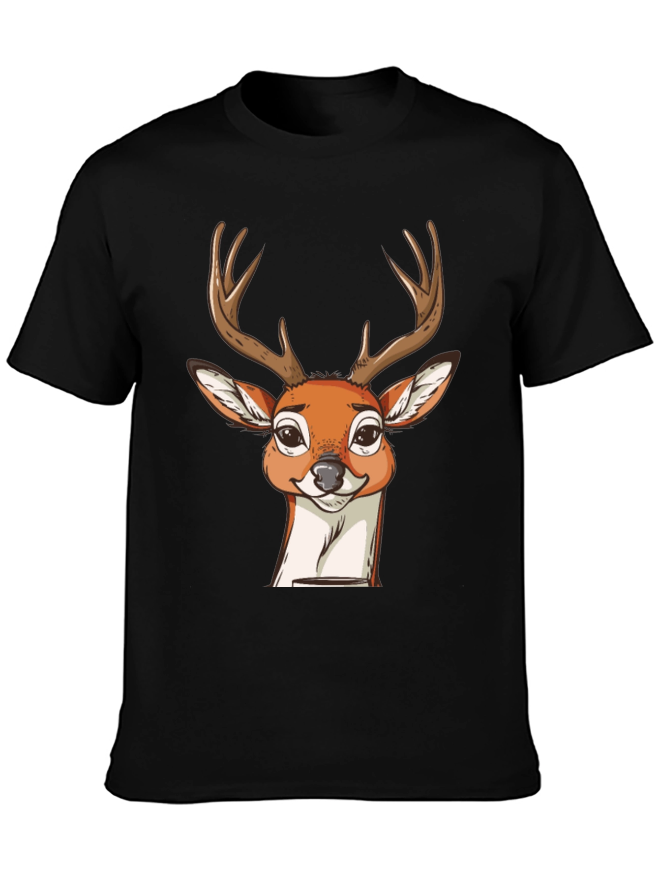 Black Deer Graphic T-Shirt - Men's Black Crew Neck Tee view 3