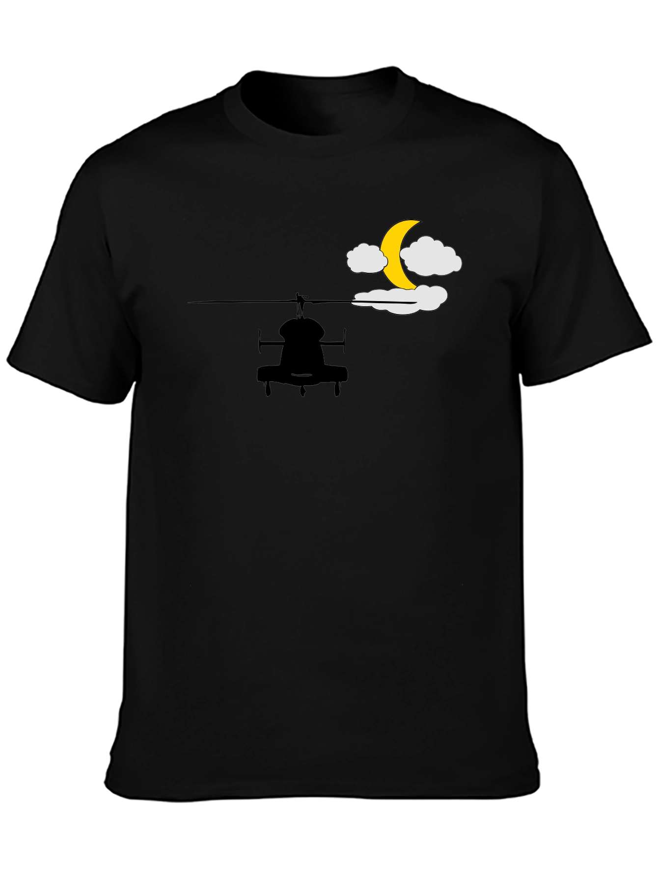 Black Helicopter Moon T-Shirt - Night Flight Design view 3