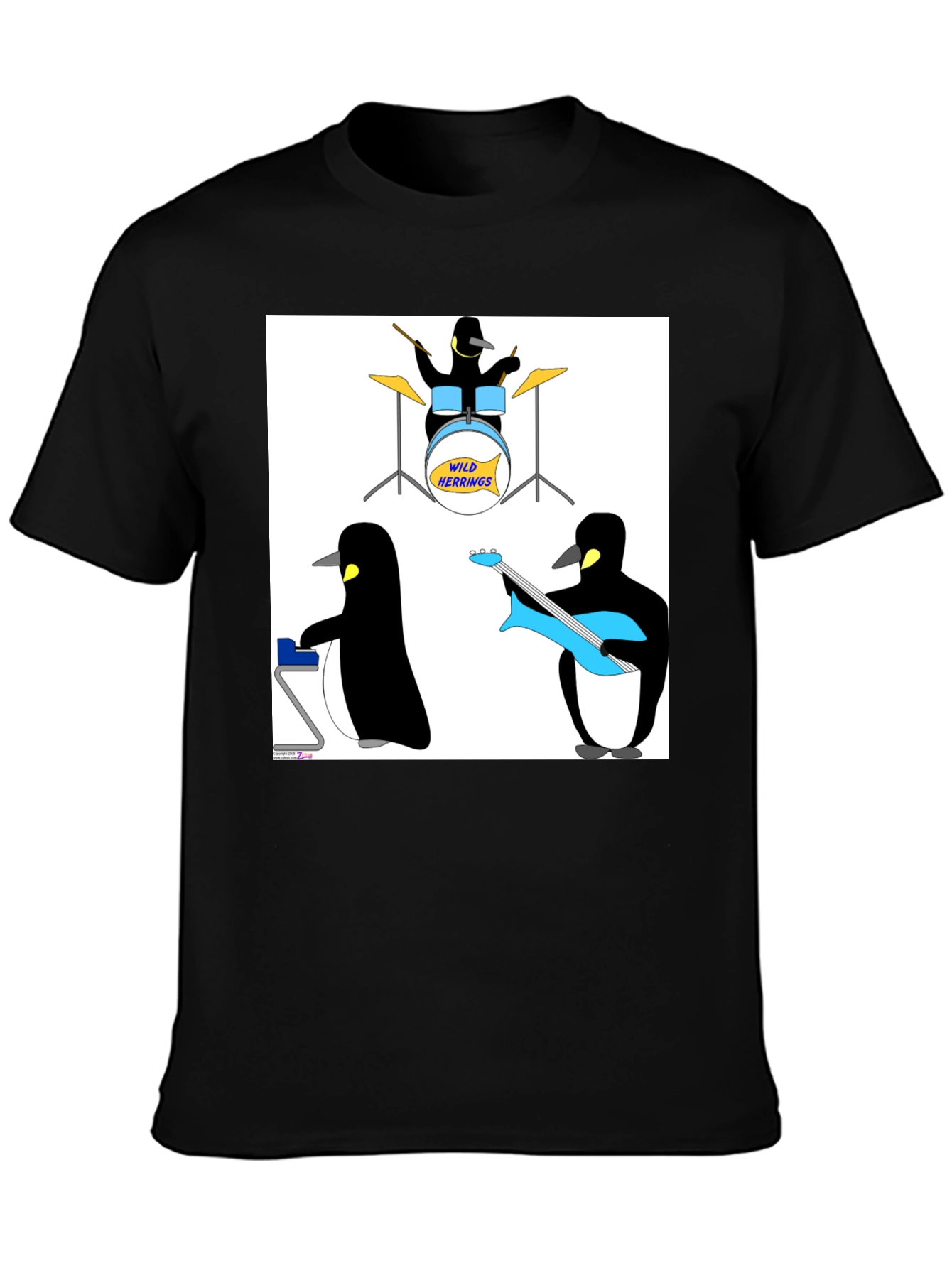 Black Penguin Band Graphic Tee - Black Cotton T-Shirt view 3