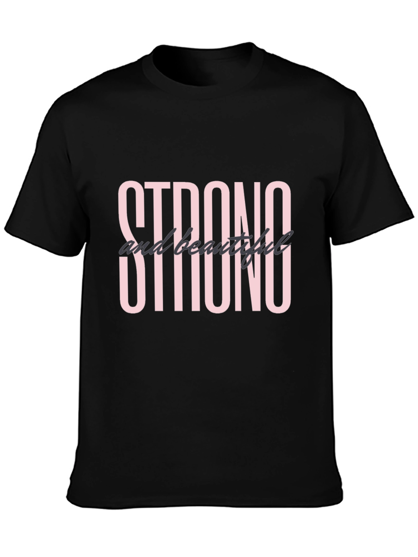 Black Strong & Beautiful Graphic Tee - Black Cotton view 3