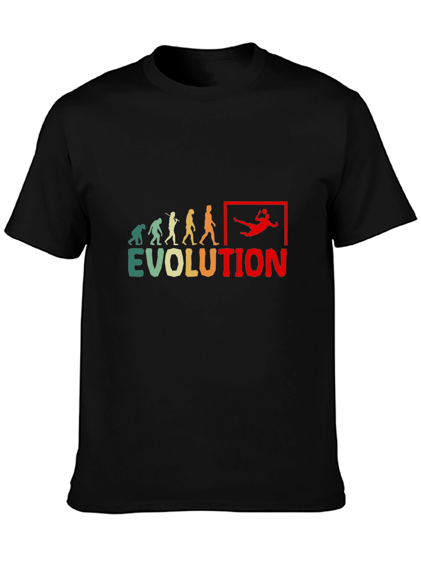 Black Evolution Handball Graphic Tee - Funny Sports T-Shirt view 3