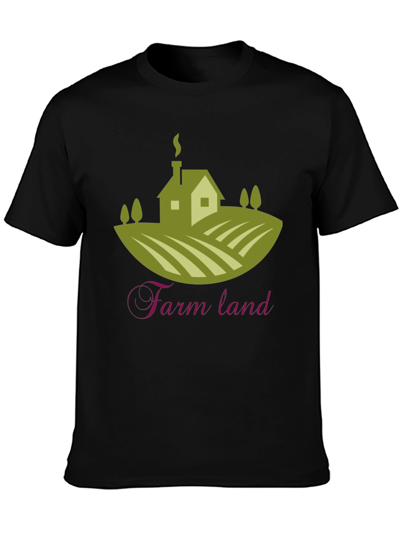 Black Farm Land Graphic T-Shirt | Classic Crew Neck Tee view 3
