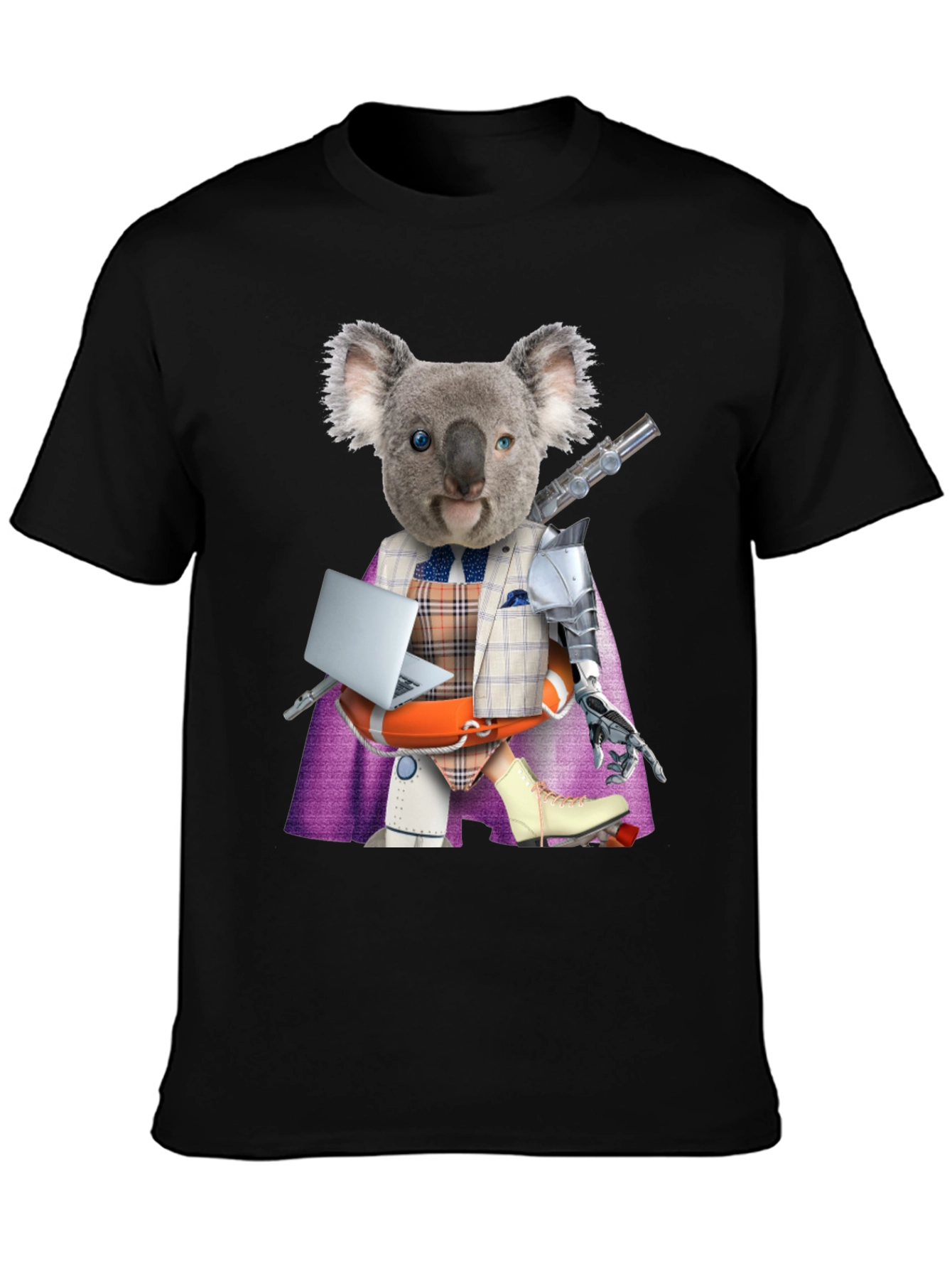 Black Koala Robot T-Shirt - Unique Graphic Tee view 3