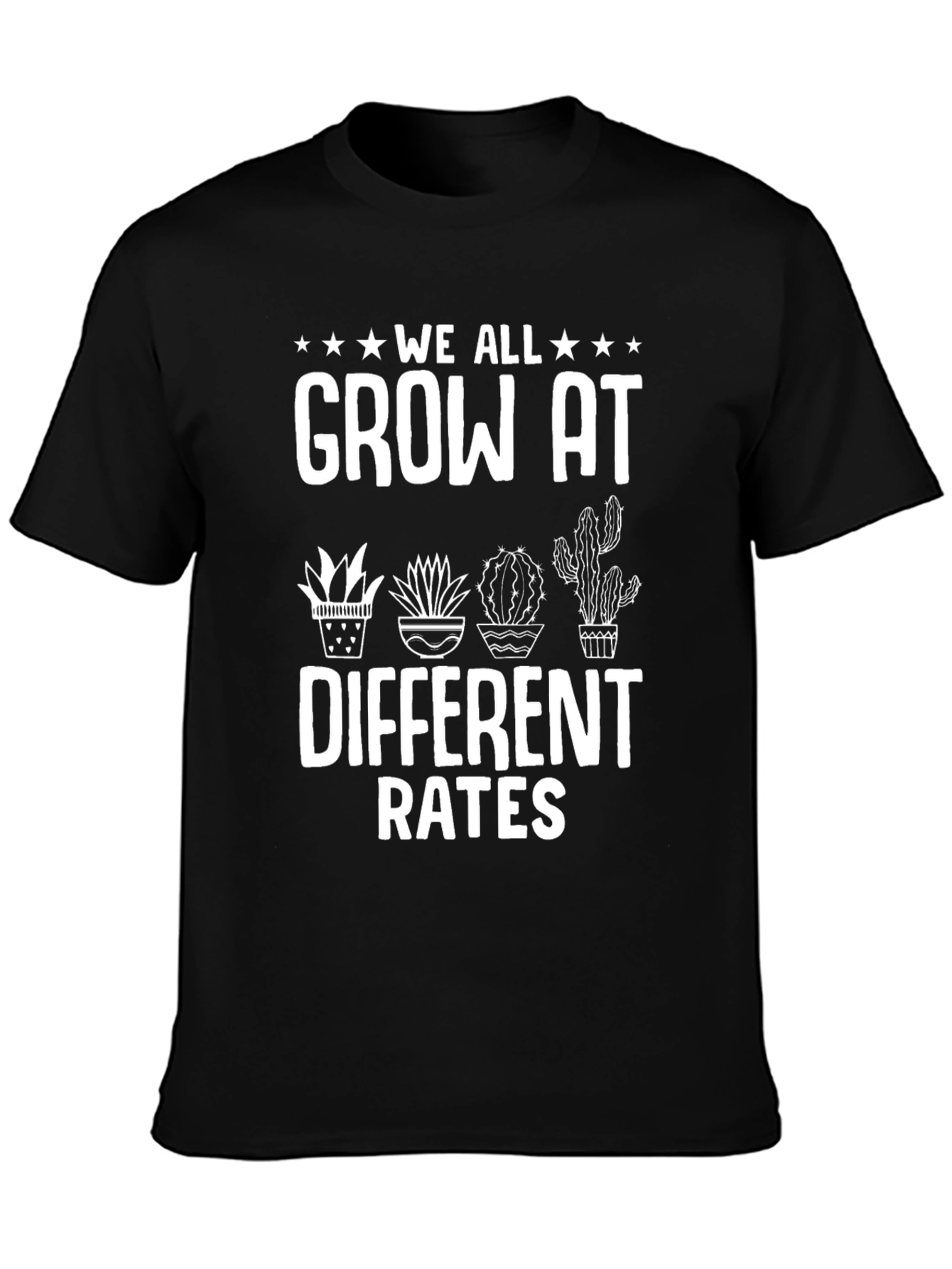 Black We All Grow At Different Rates Graphic T-Shirt view 3