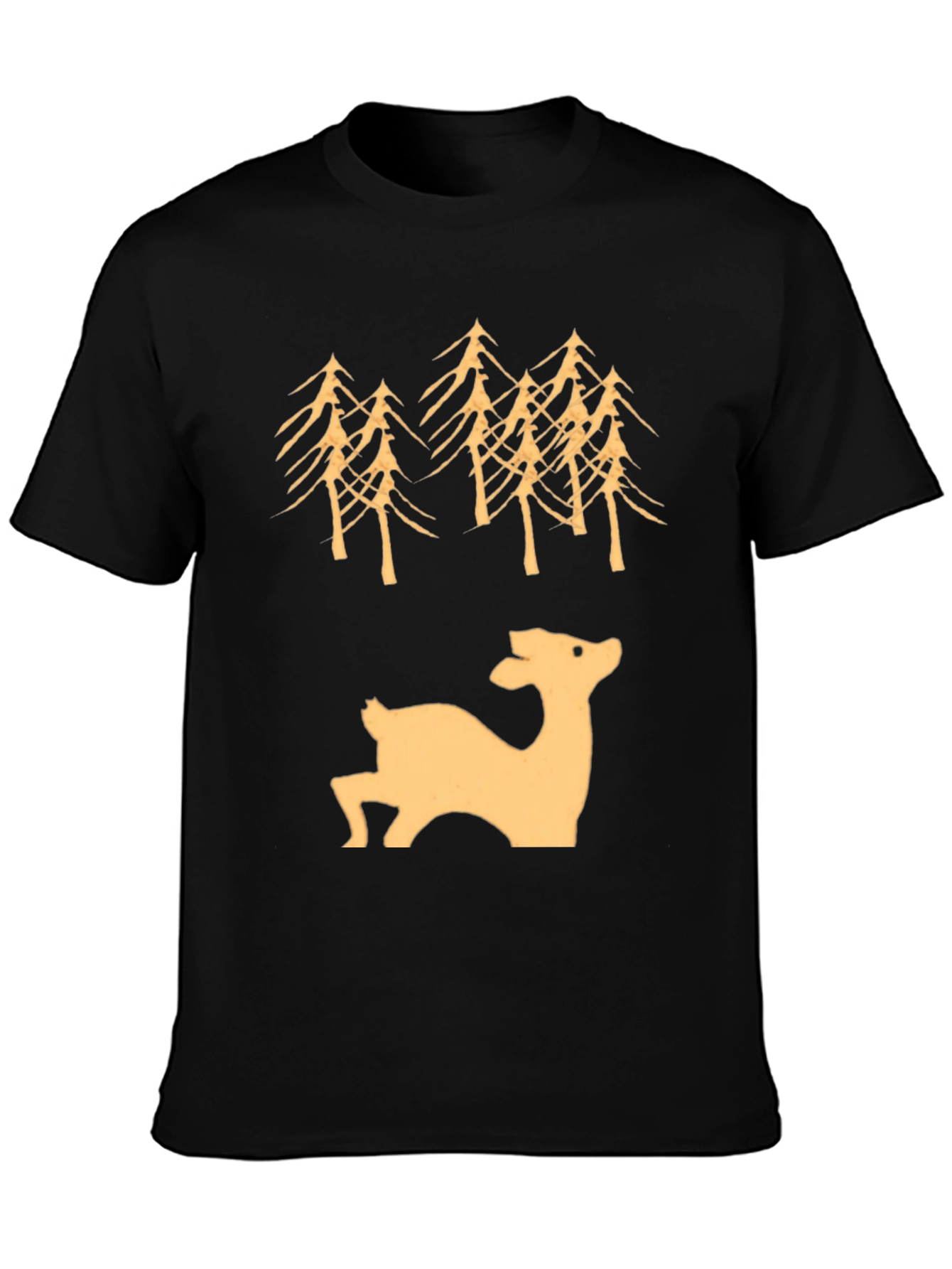 Black Deer & Trees Graphic Tee - Black view 3