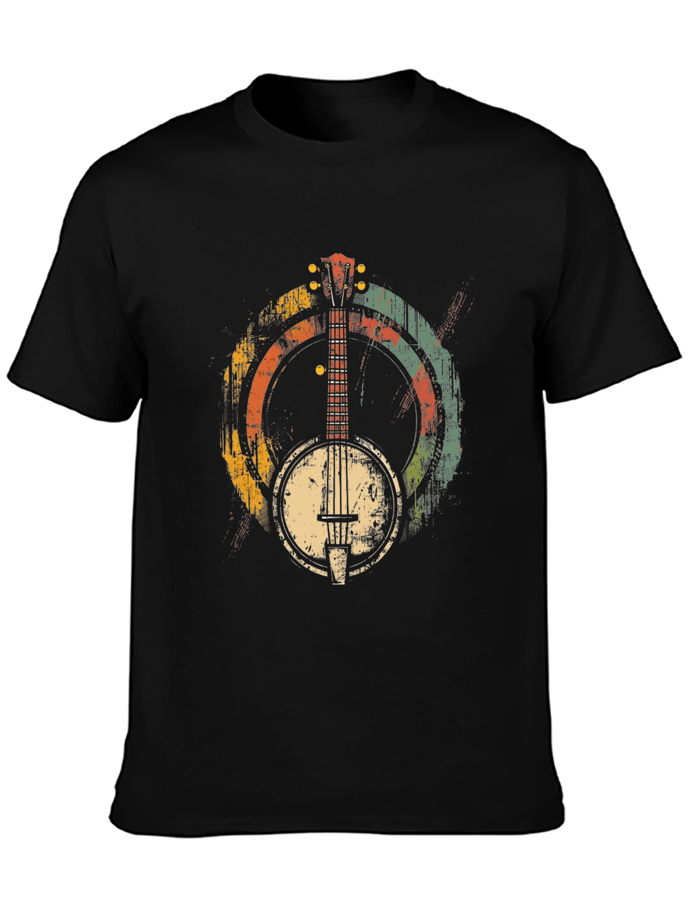 Black Retro Banjo Graphic Tee - Musical Style view 3