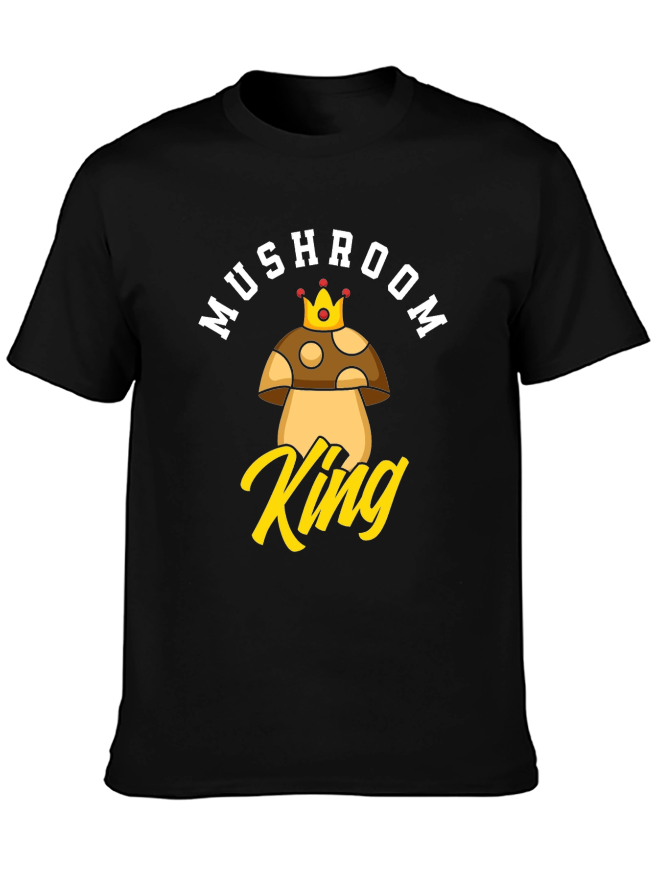 Black Mushroom King Graphic T-Shirt - Funny Novelty Tee view 3