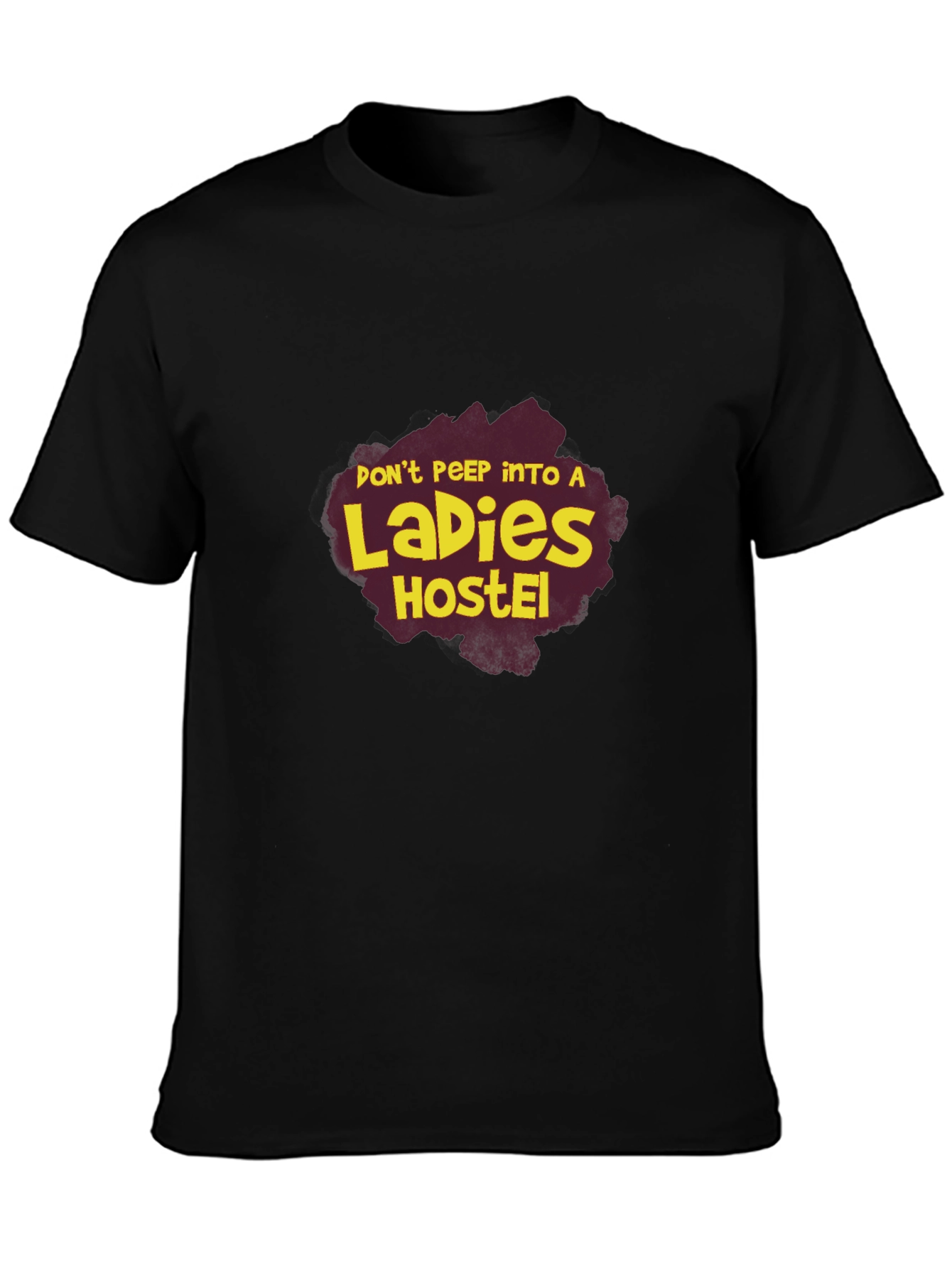 Black Don't Peep Ladies Hostel Graphic Tee view 3