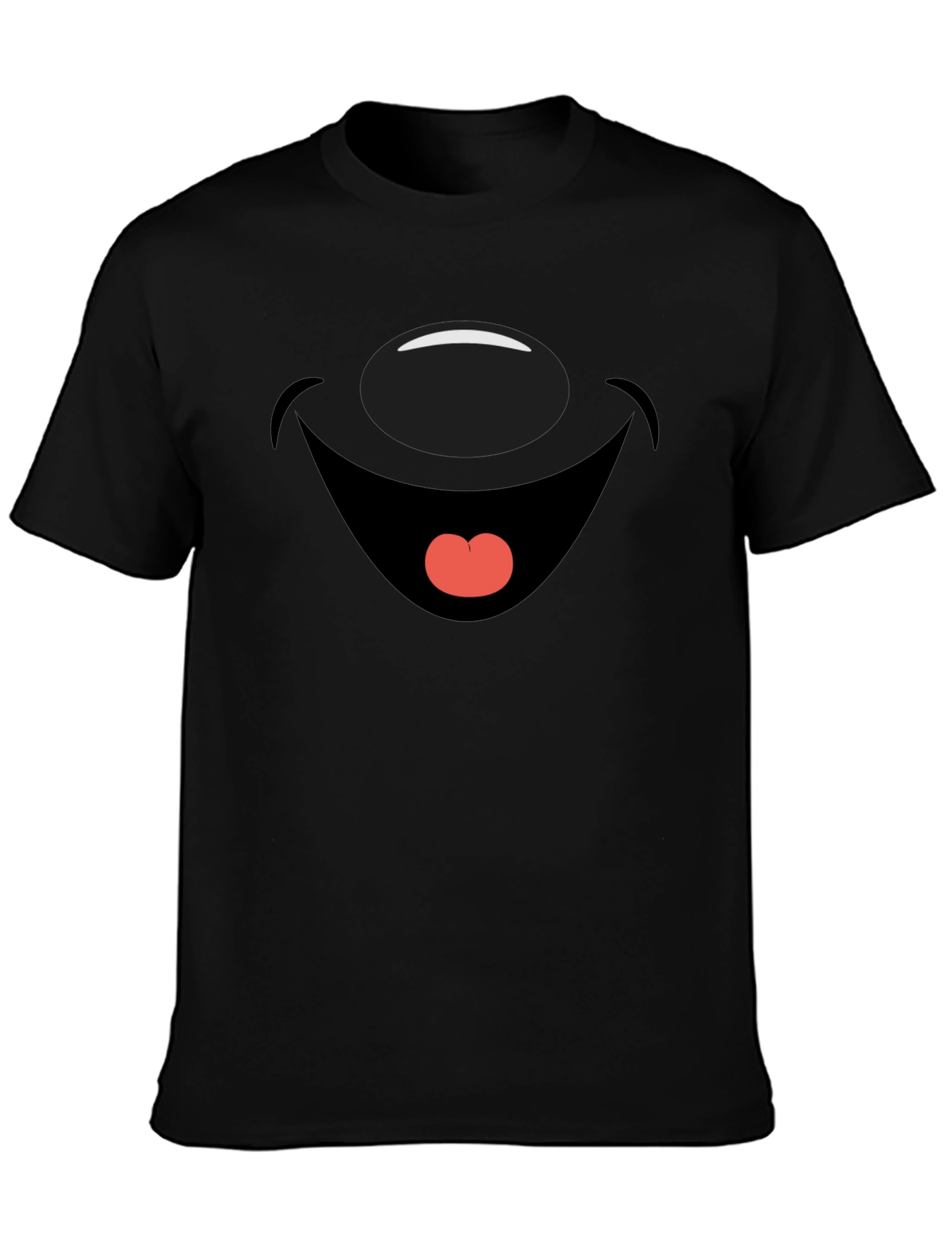 Black Cartoon Face Graphic Print Black T-Shirt view 3