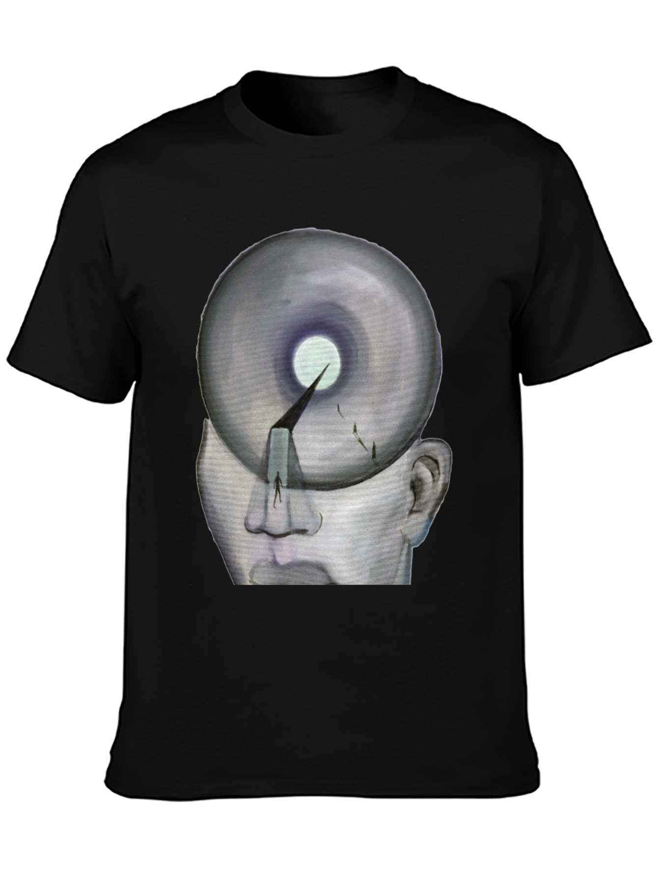 Black Surreal Head Graphic T-Shirt view 3