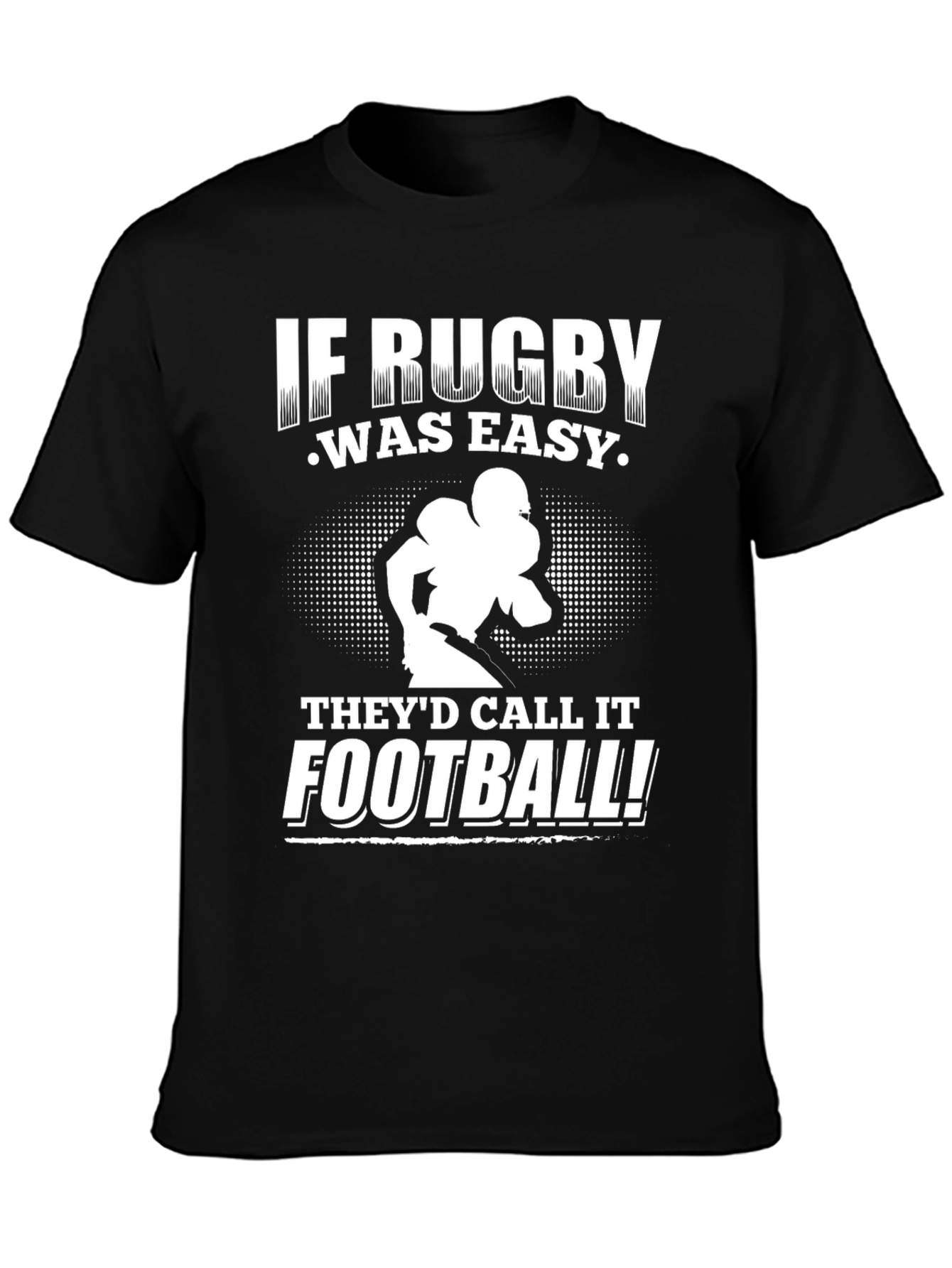 Black Rugby vs. Football T-Shirt view 3
