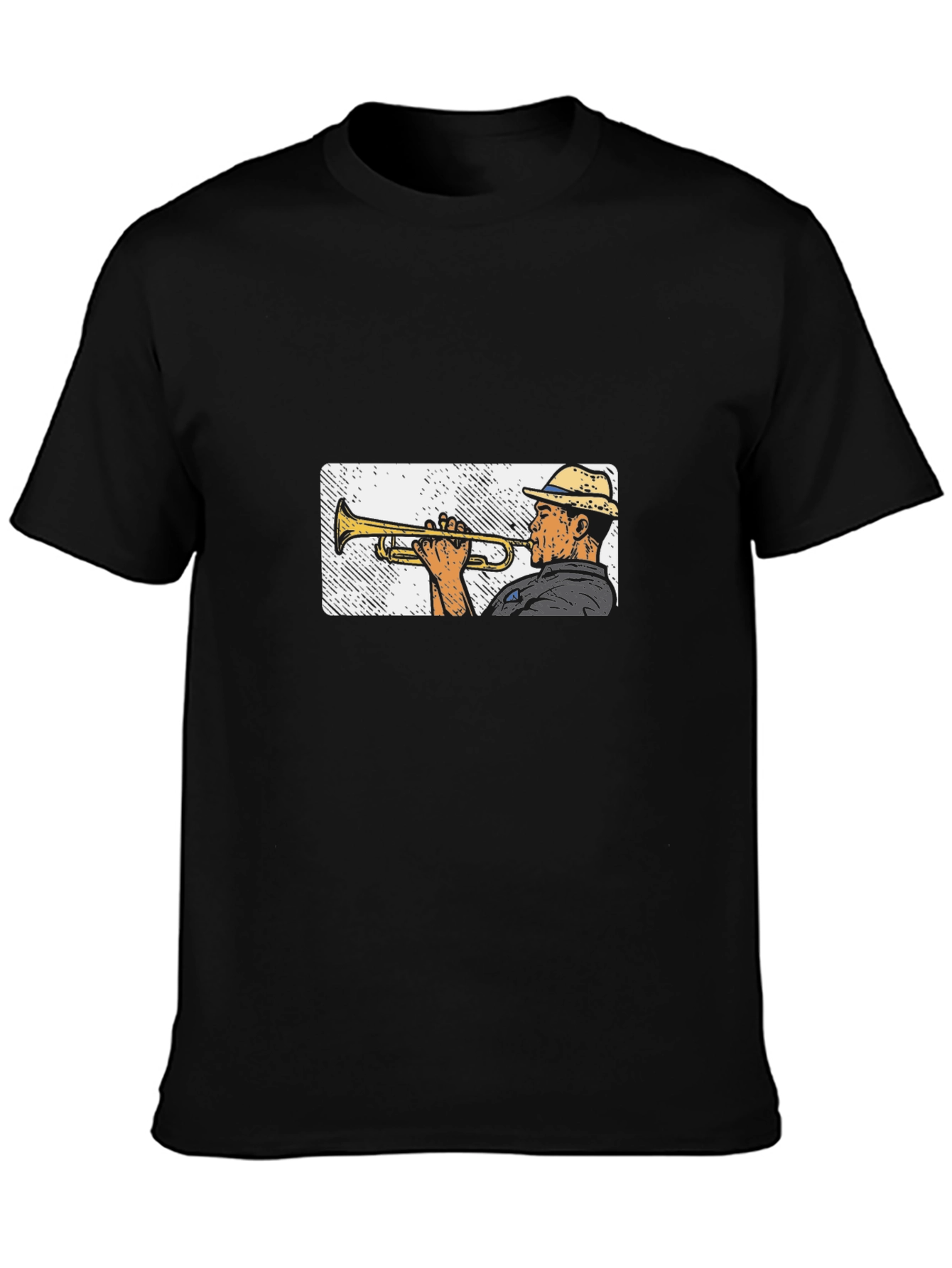 Black Cool Jazz Trumpet Graphic Black T-Shirt view 3