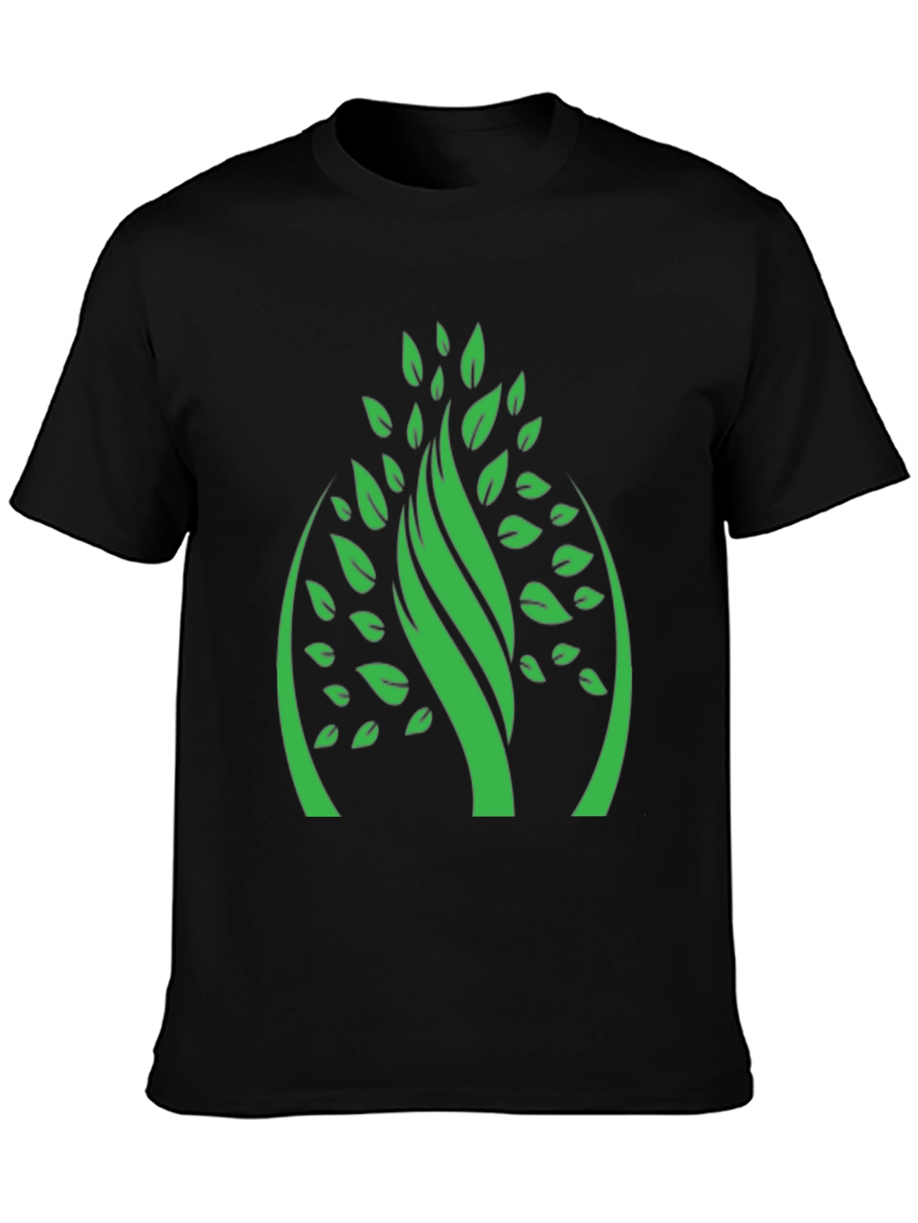 Black Green Tree Graphic Black T-Shirt view 3