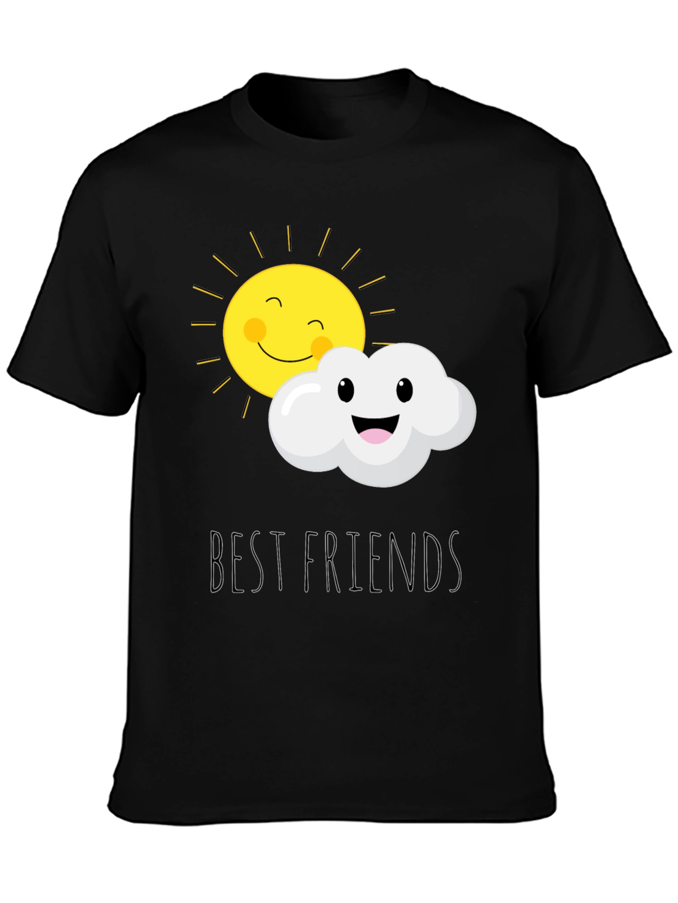 Black Best Friends Sun and Cloud Graphic T-Shirt view 3