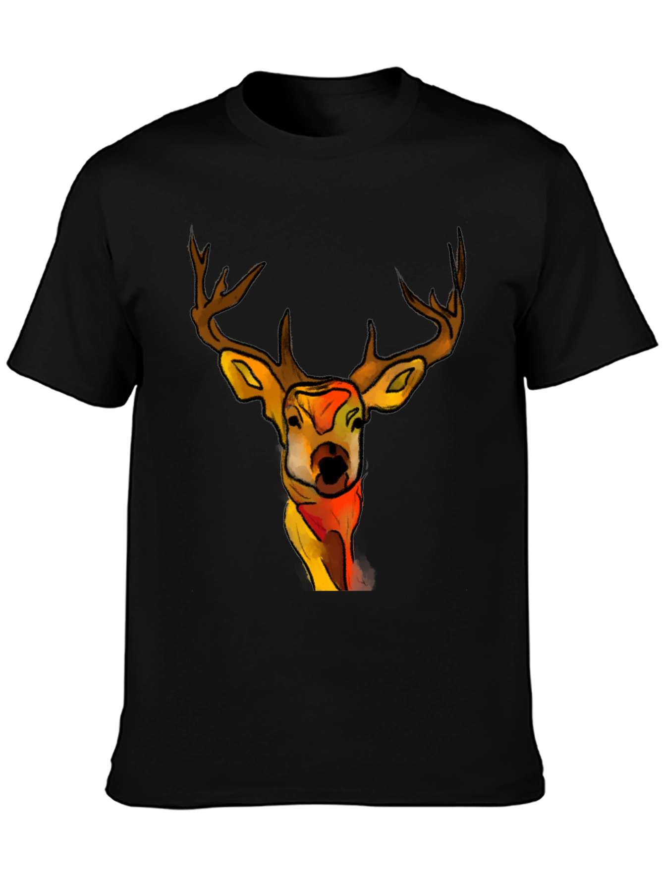 Black Deer Graphic Black T-Shirt - Unique Animal Tee view 3
