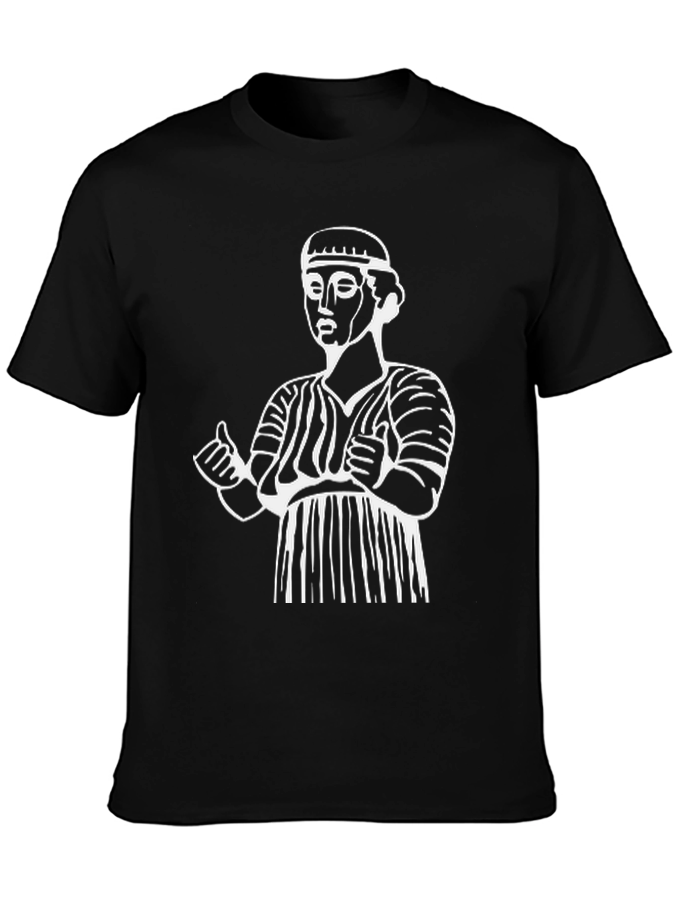 Black Ancient Statue Graphic Tee - Black Cotton Comfort view 3