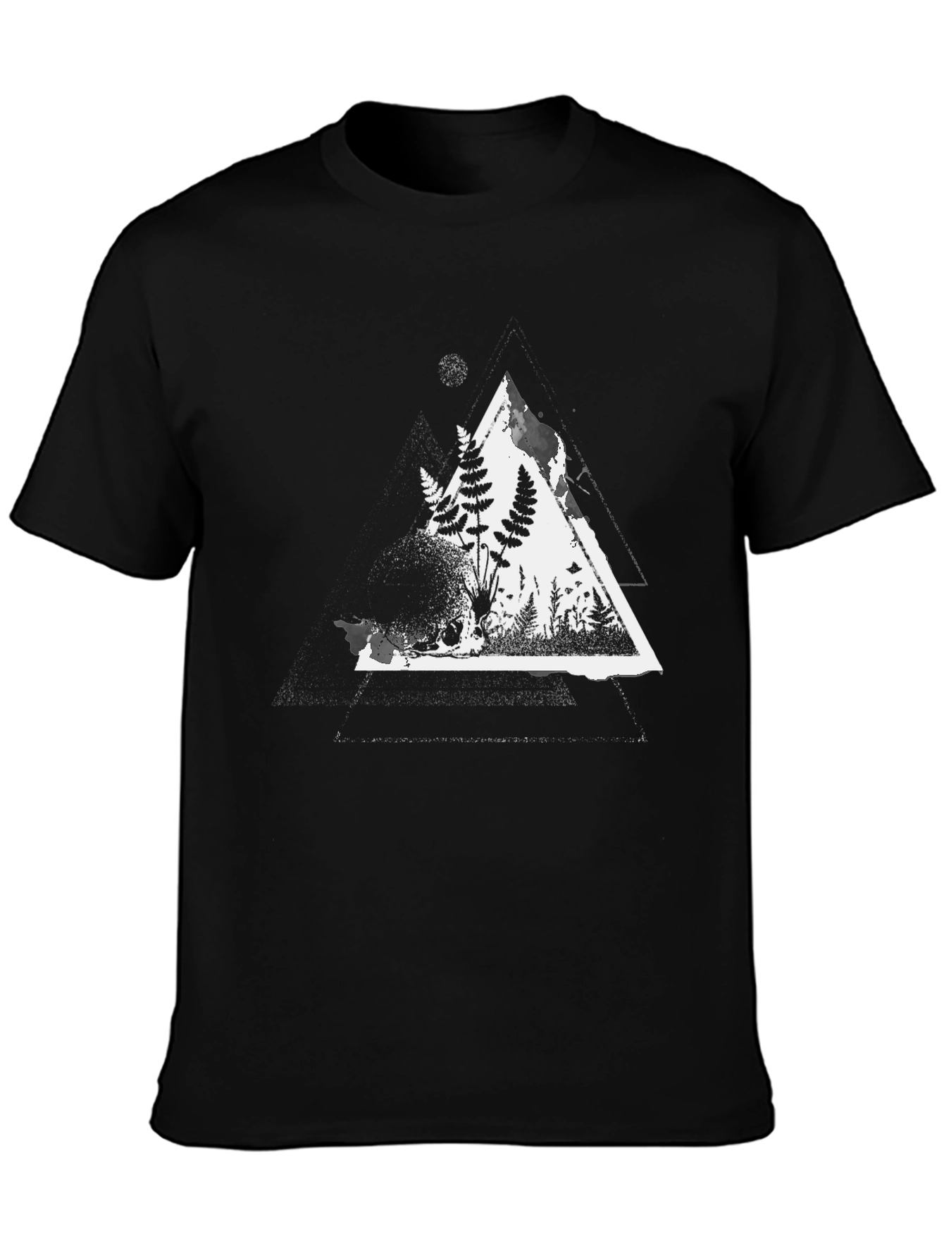 Black Nature Triangle Graphic Tee - Men's Black Cotton T-Shirt view 3