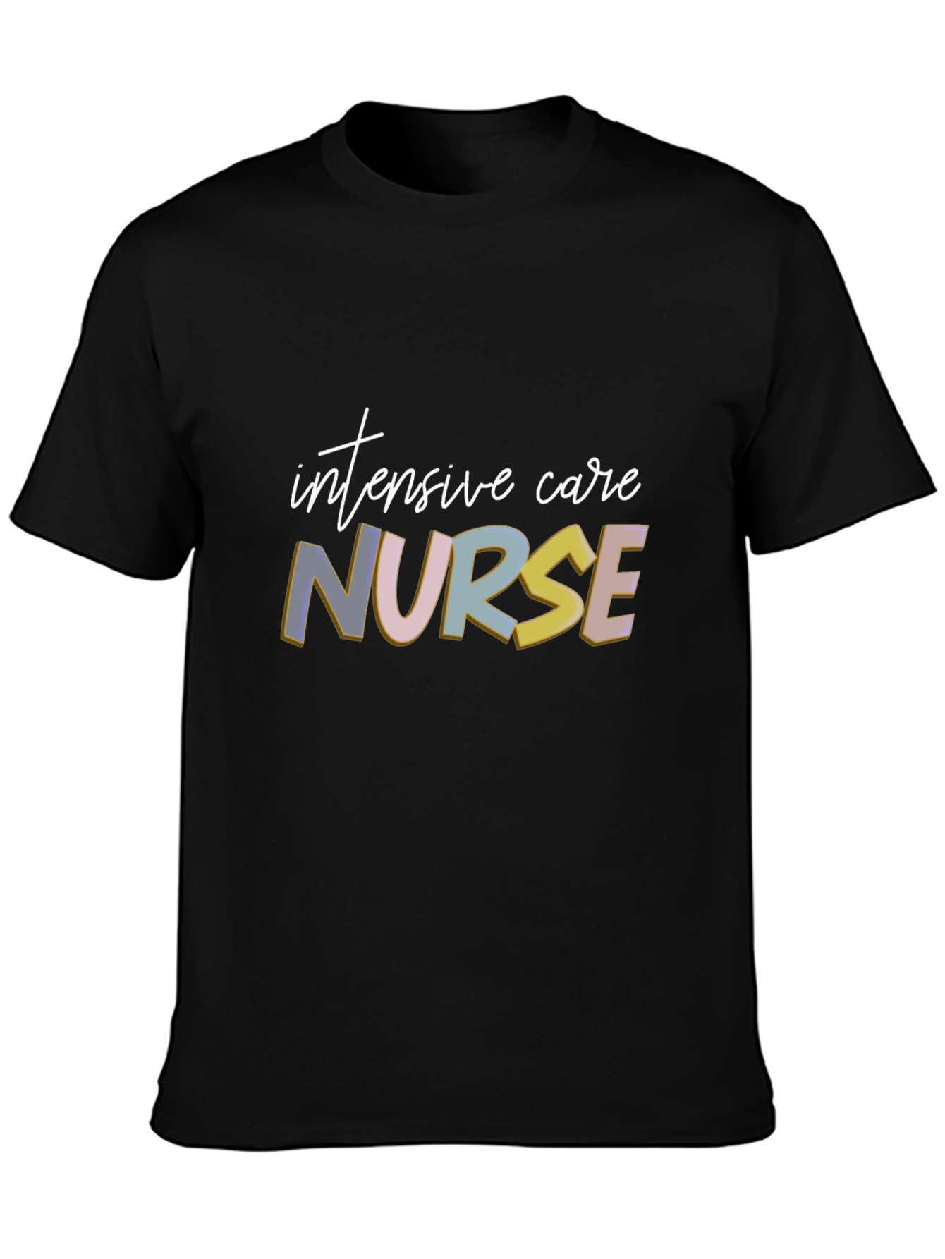 Black Intensive Care Nurse Graphic T-Shirt view 3