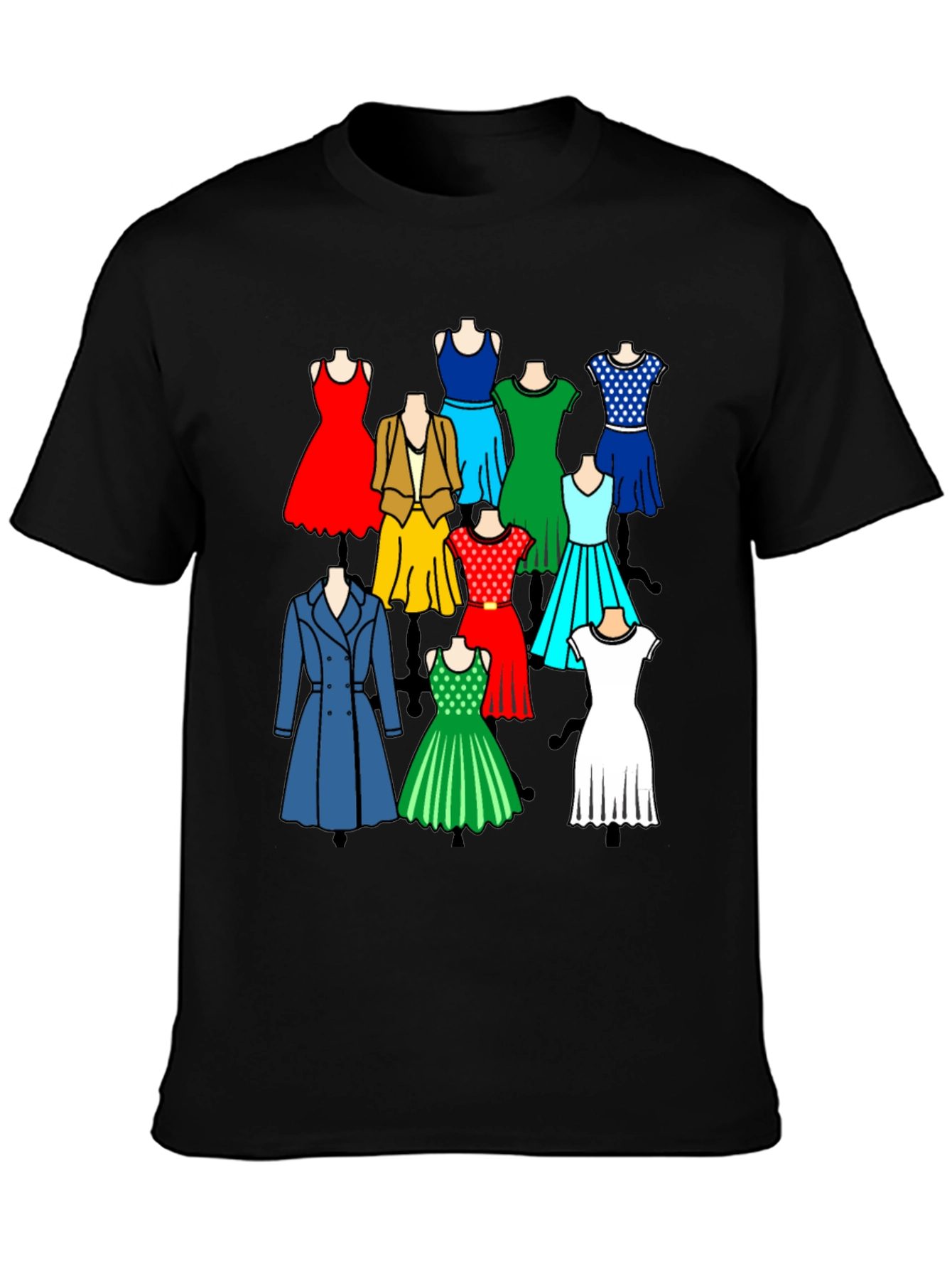 Black Colorful Dresses Graphic Tee view 3