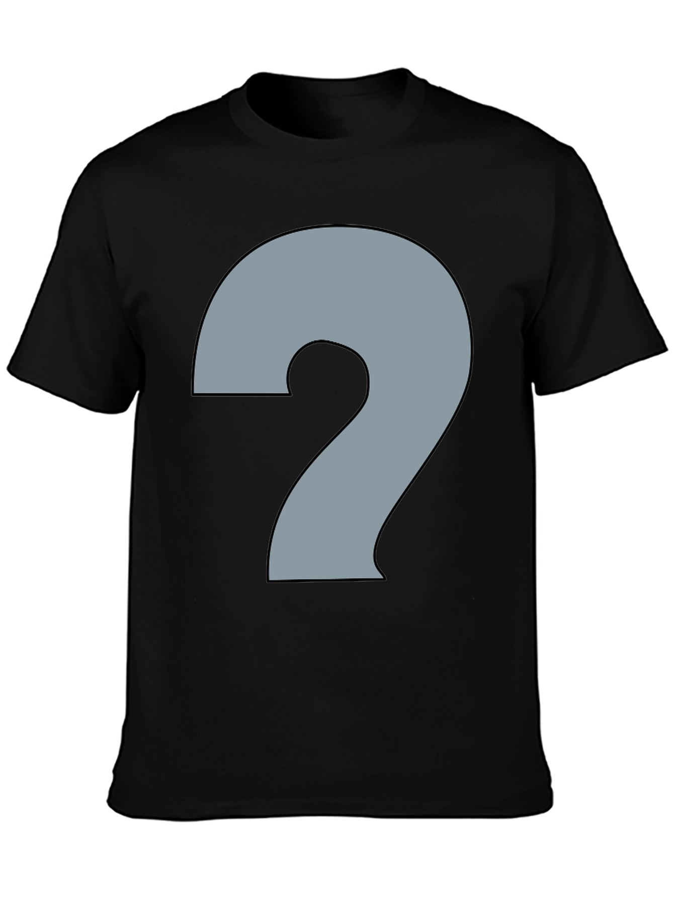 Black Men's Black T-Shirt with Question Mark Graphic view 3