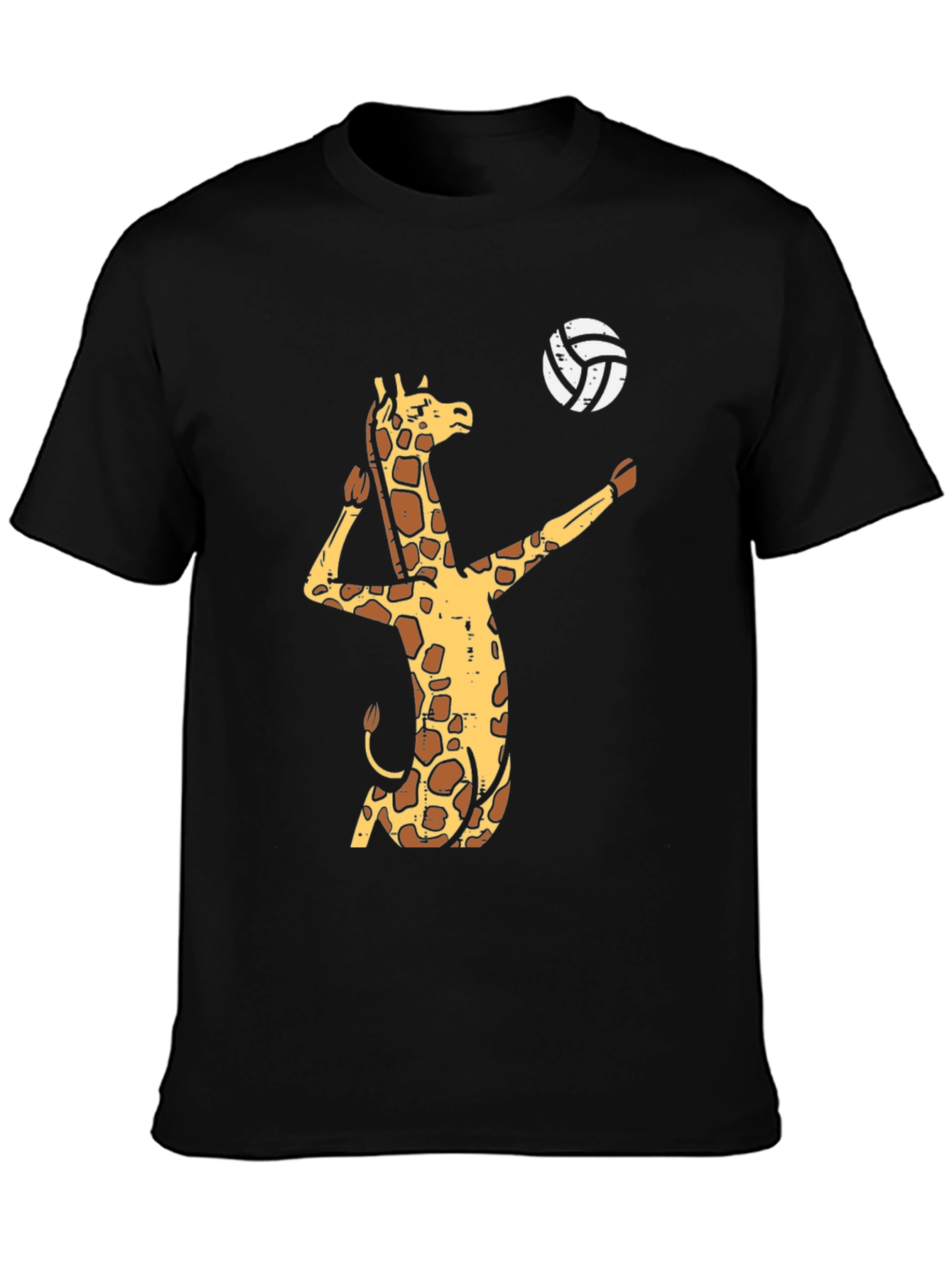 Black Giraffe Volleyball Graphic T-Shirt - Funny Animal Tee view 3