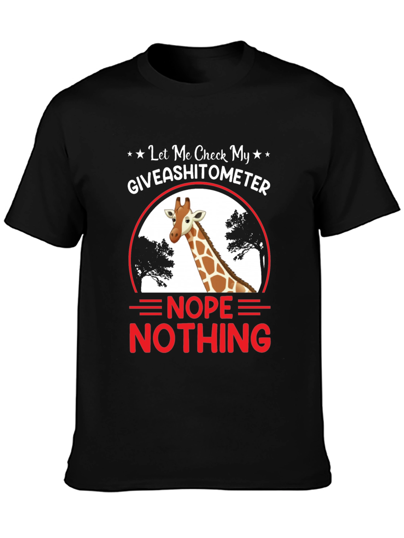 Black Funny Giraffe Graphic Tee - "Giveashitometer" view 3