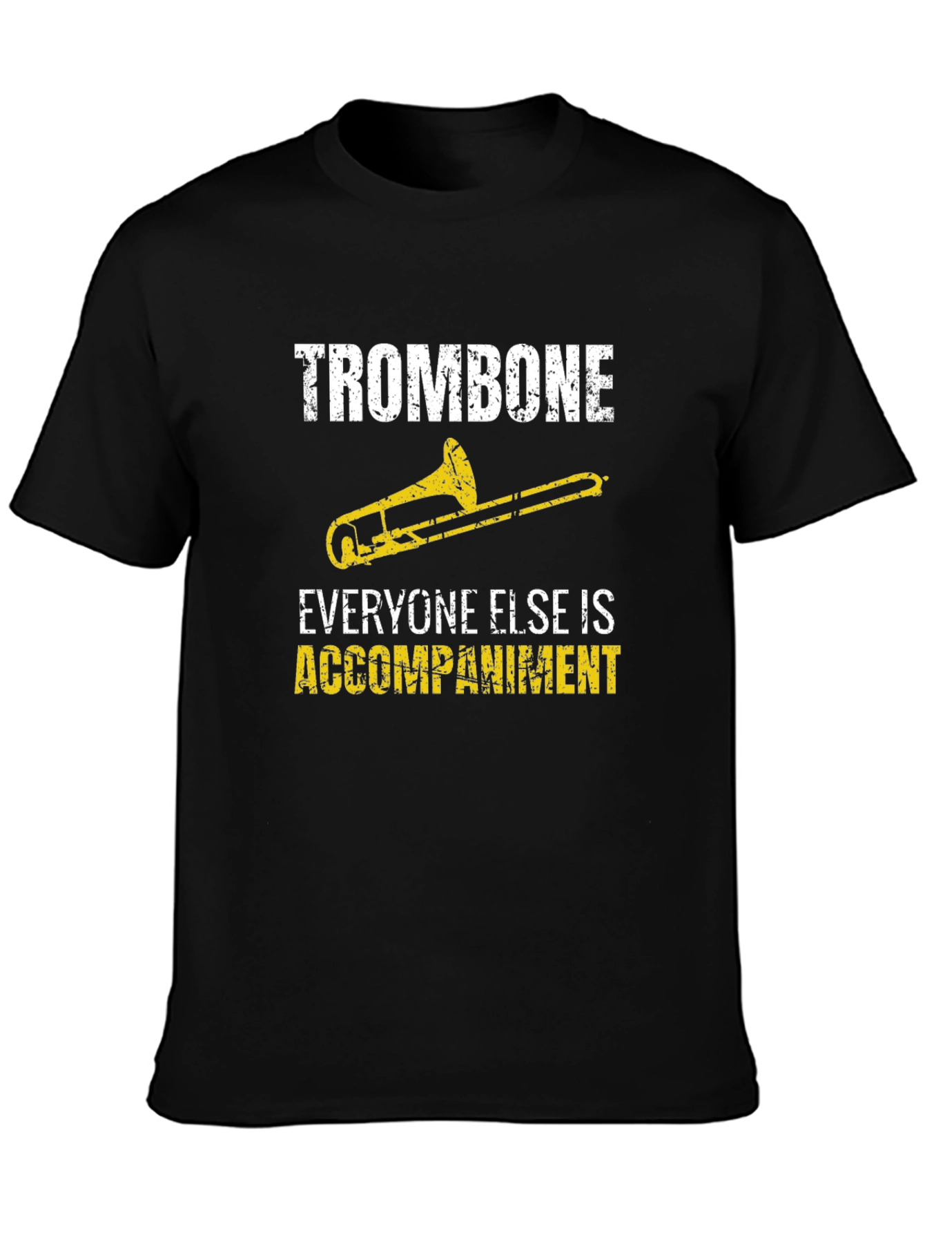 Black Trombone Player T-Shirt - Funny Accompaniment Design view 3