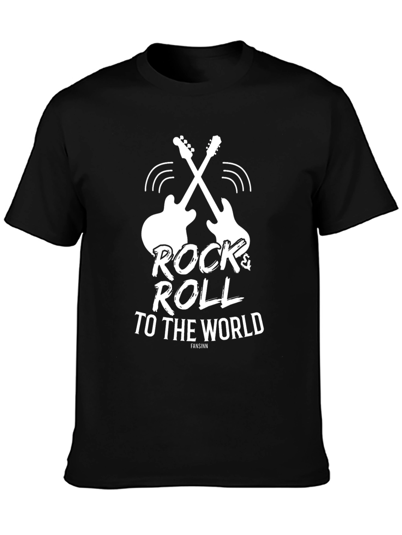 Black Rock and Roll Guitar Graphic T-Shirt view 3