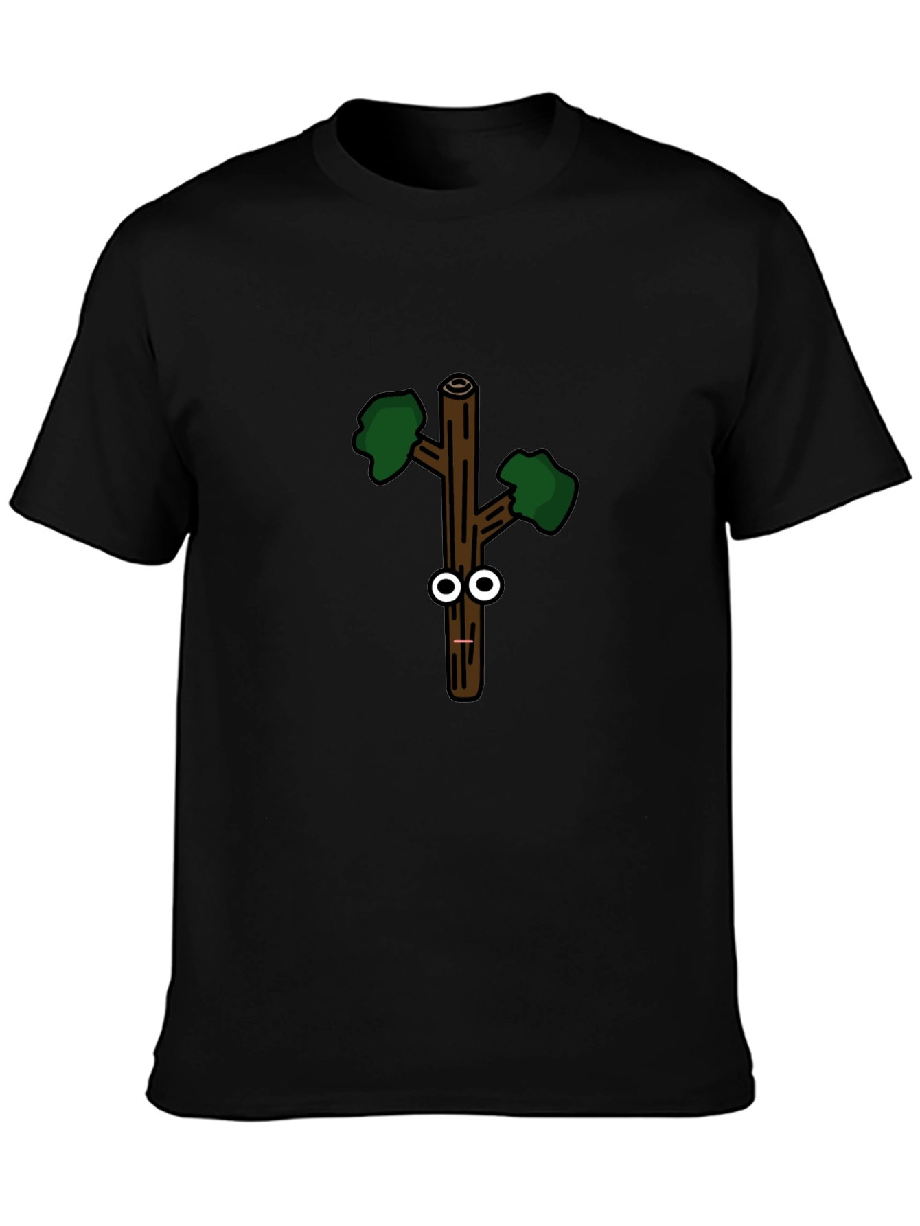 Black Funny Googly-Eyed Stick Figure Black T-Shirt view 3