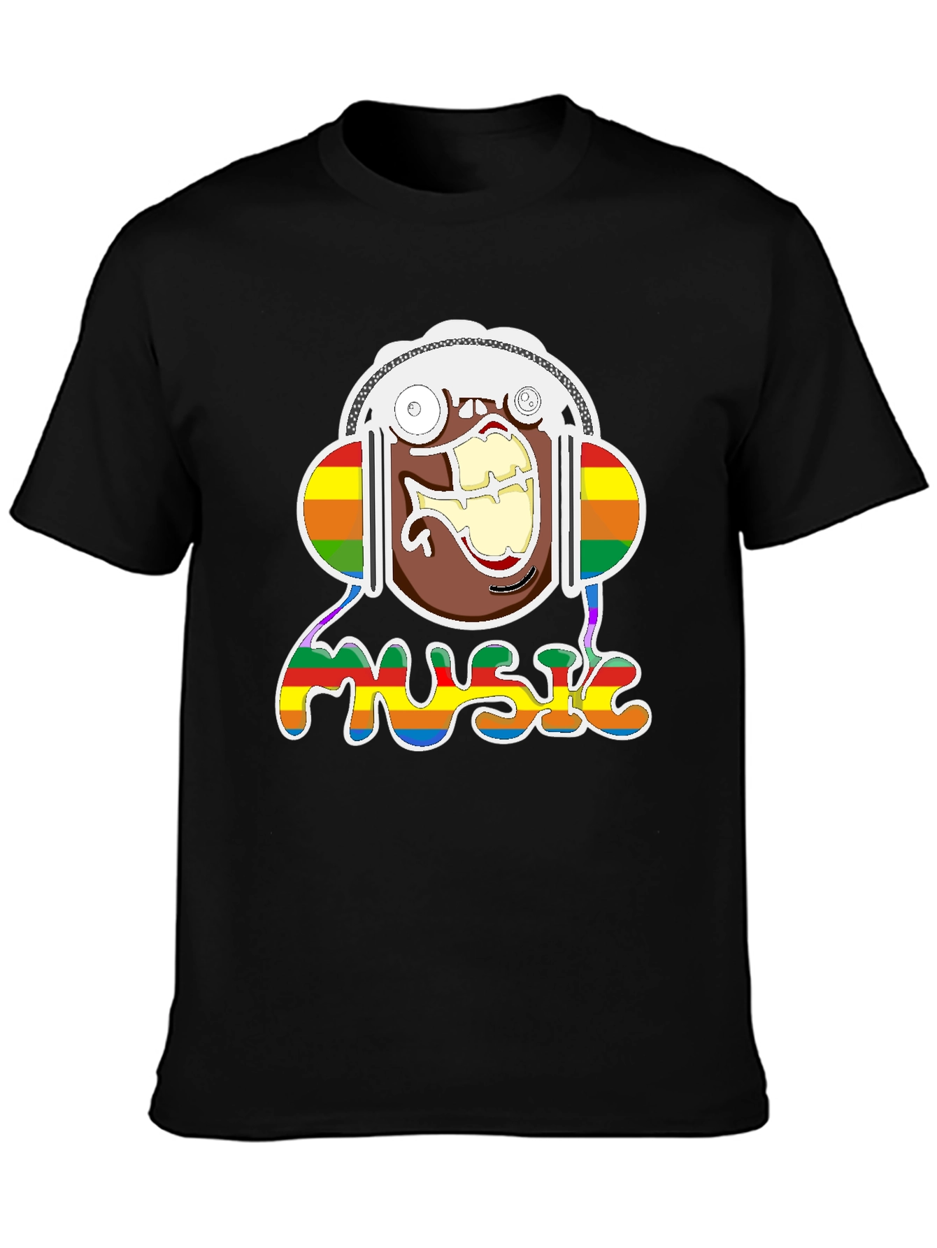 Black Music Lover T-Shirt - Rainbow Design view 3