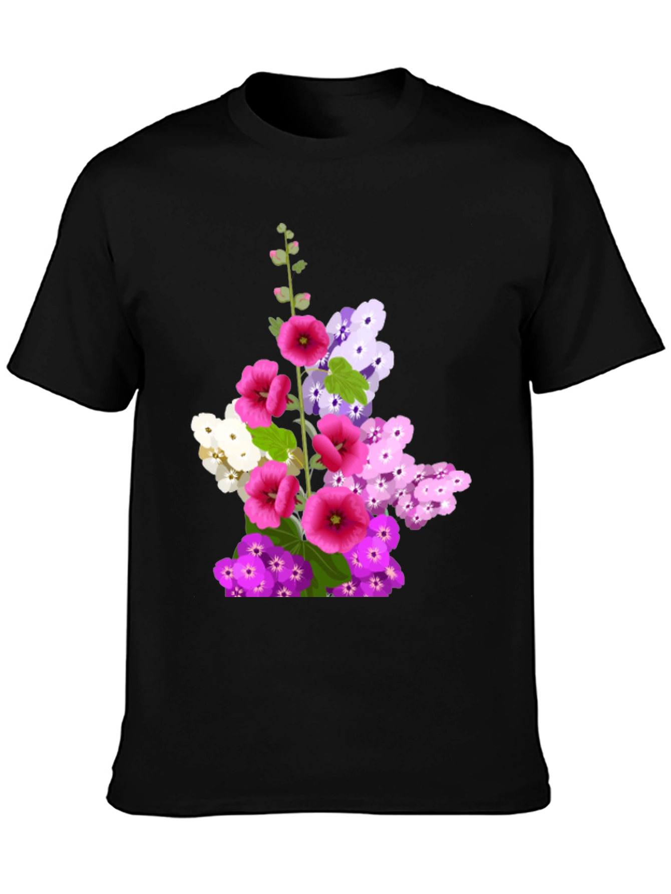 Black Floral Graphic Tee - Black Cotton T-Shirt view 3
