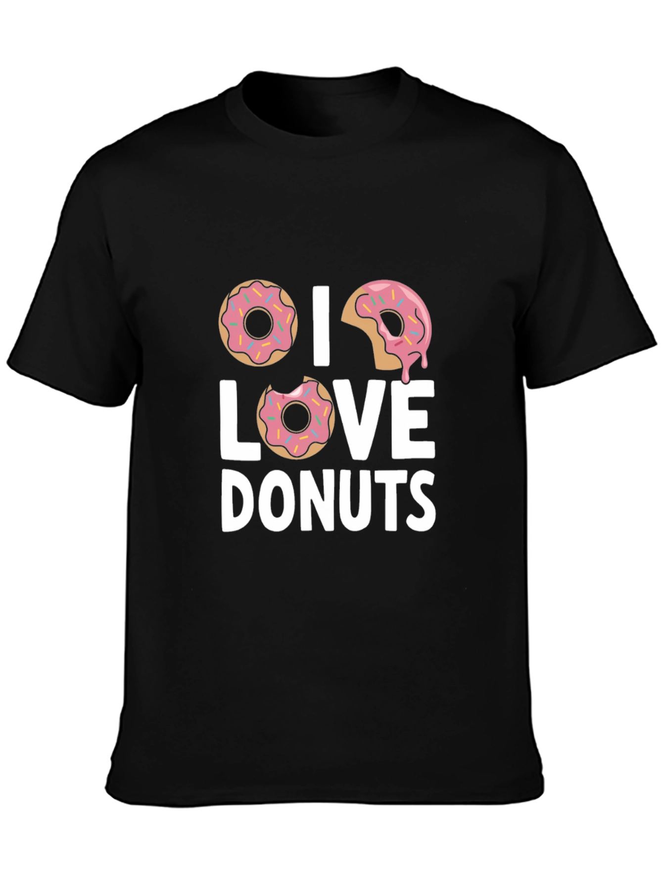 Black I Love Donuts Graphic T-Shirt - Black Cotton Tee view 3