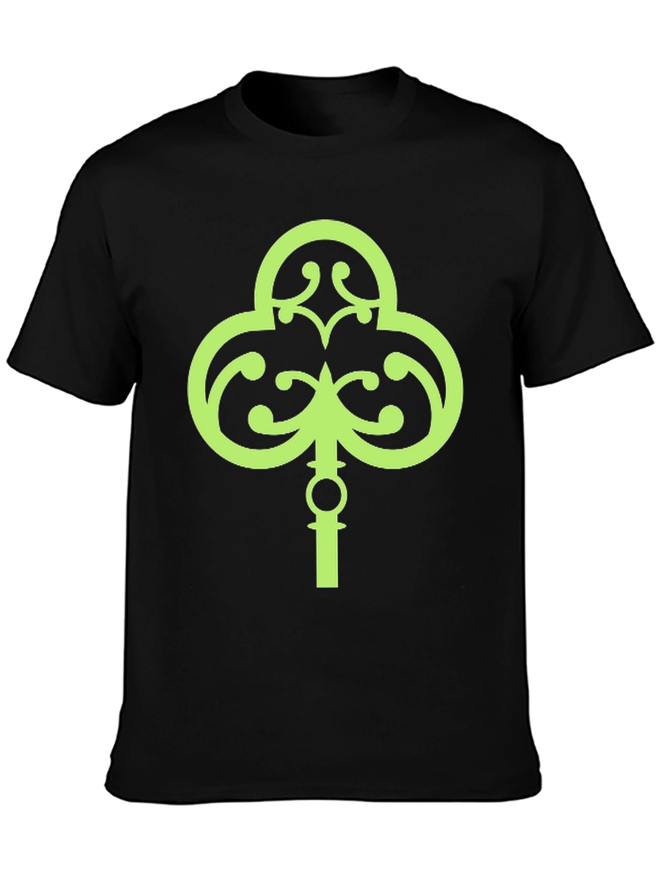 Black Lucky Green Shamrock Key T-Shirt view 3