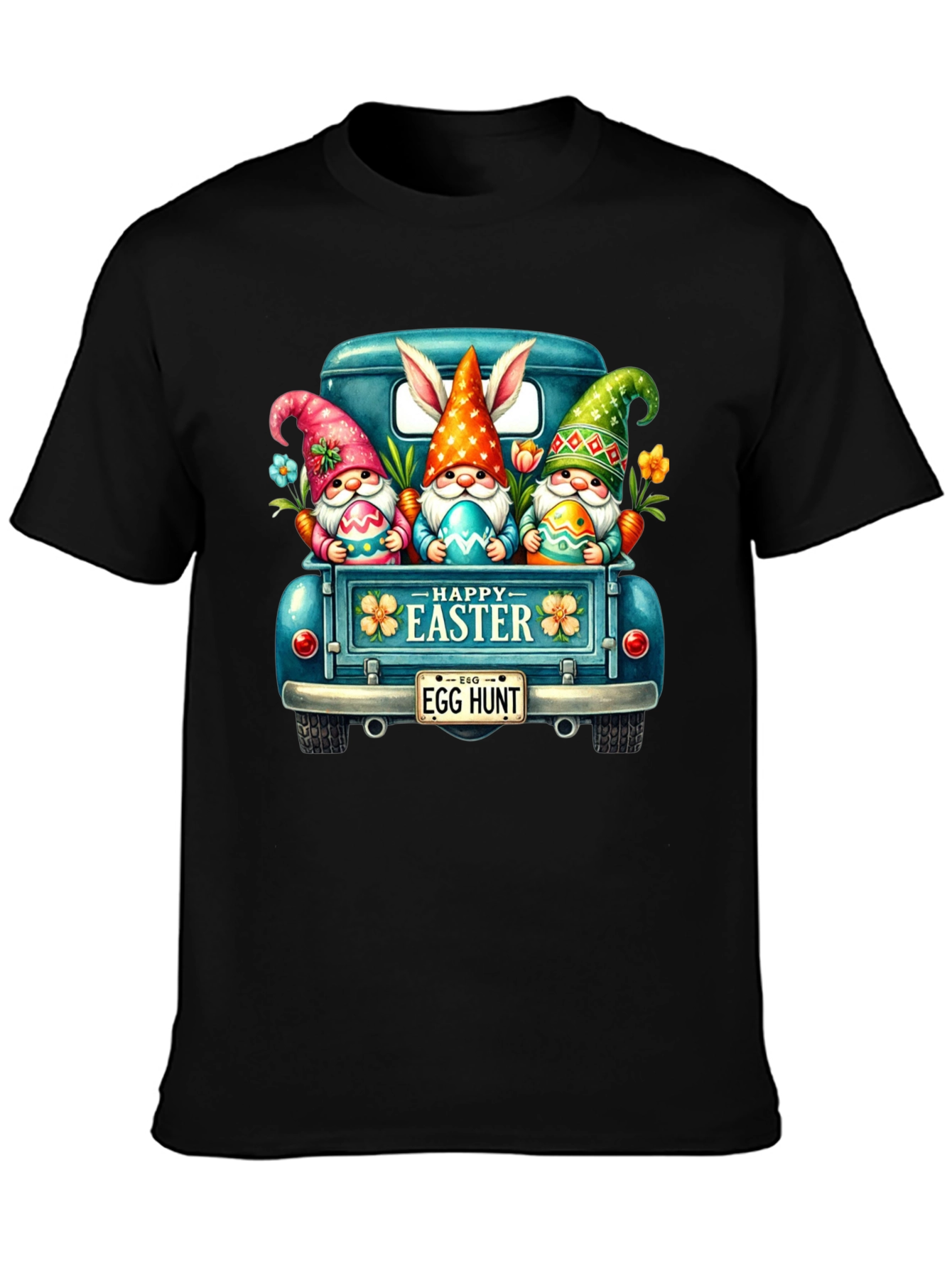 Camiseta Negra con Diseño de Pascua