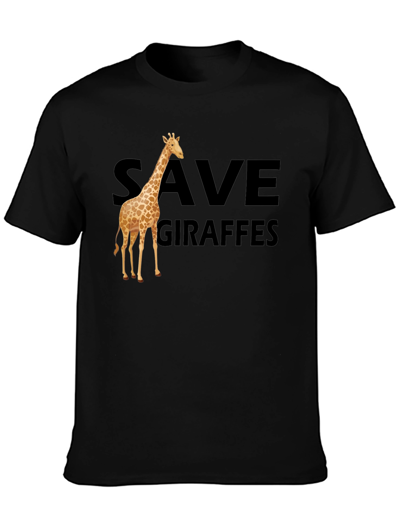 Black Save Giraffes T-Shirt - Animal Lover Tee view 3