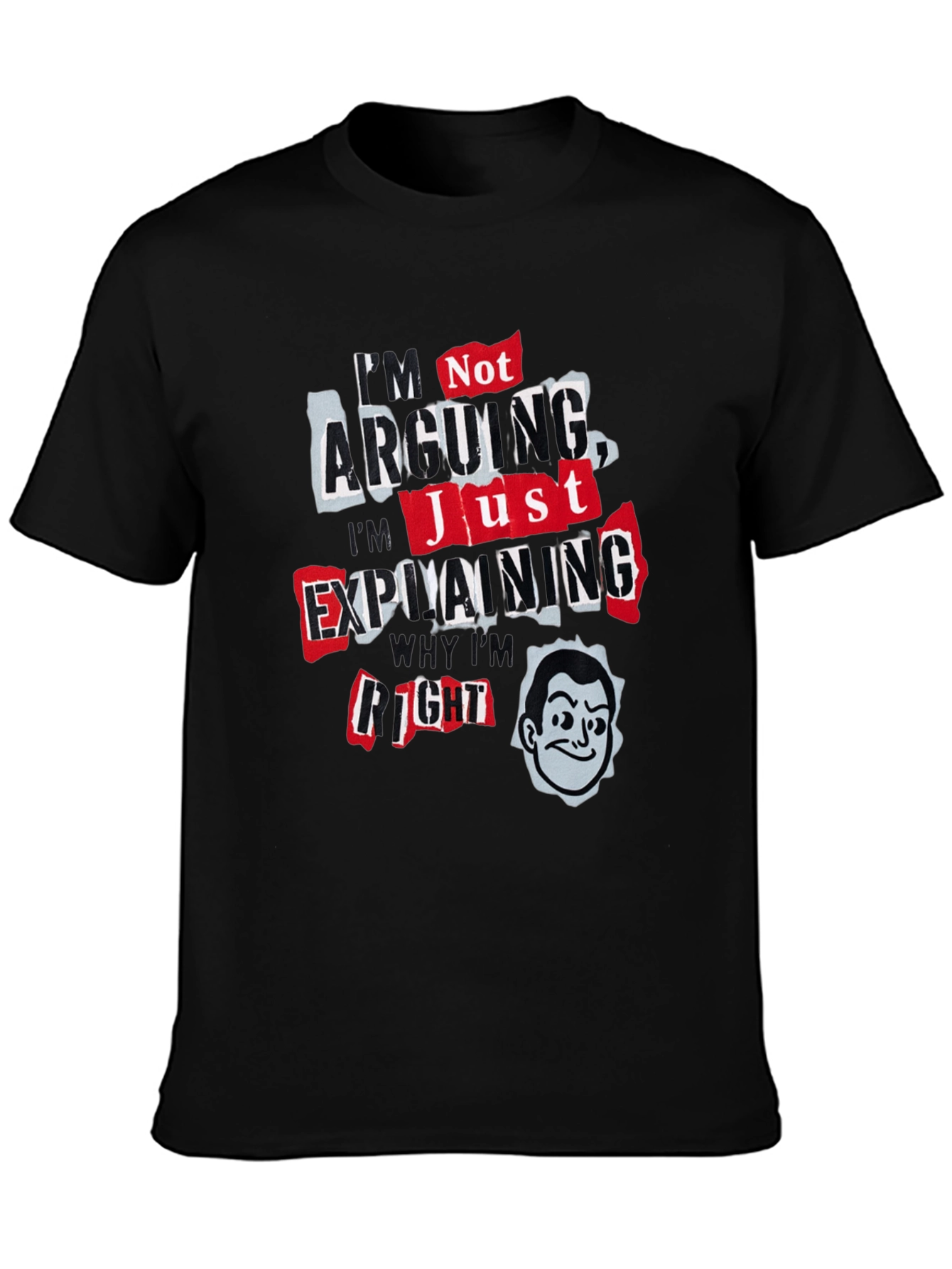 Black Funny Arguing vs Explaining Men's Black T-Shirt view 3