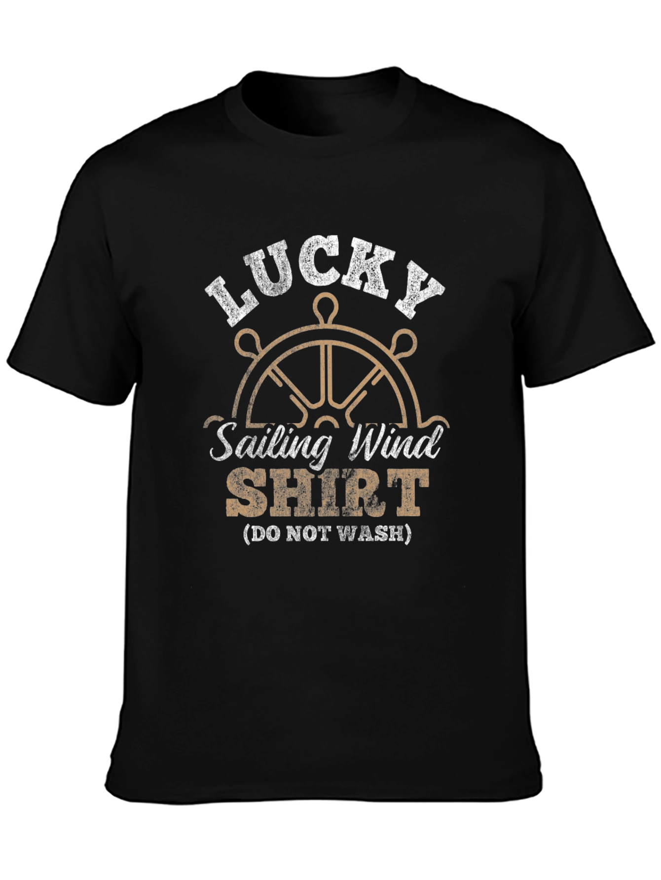 Black Lucky Sailing Wind Shirt - Novelty Graphic Tee view 3
