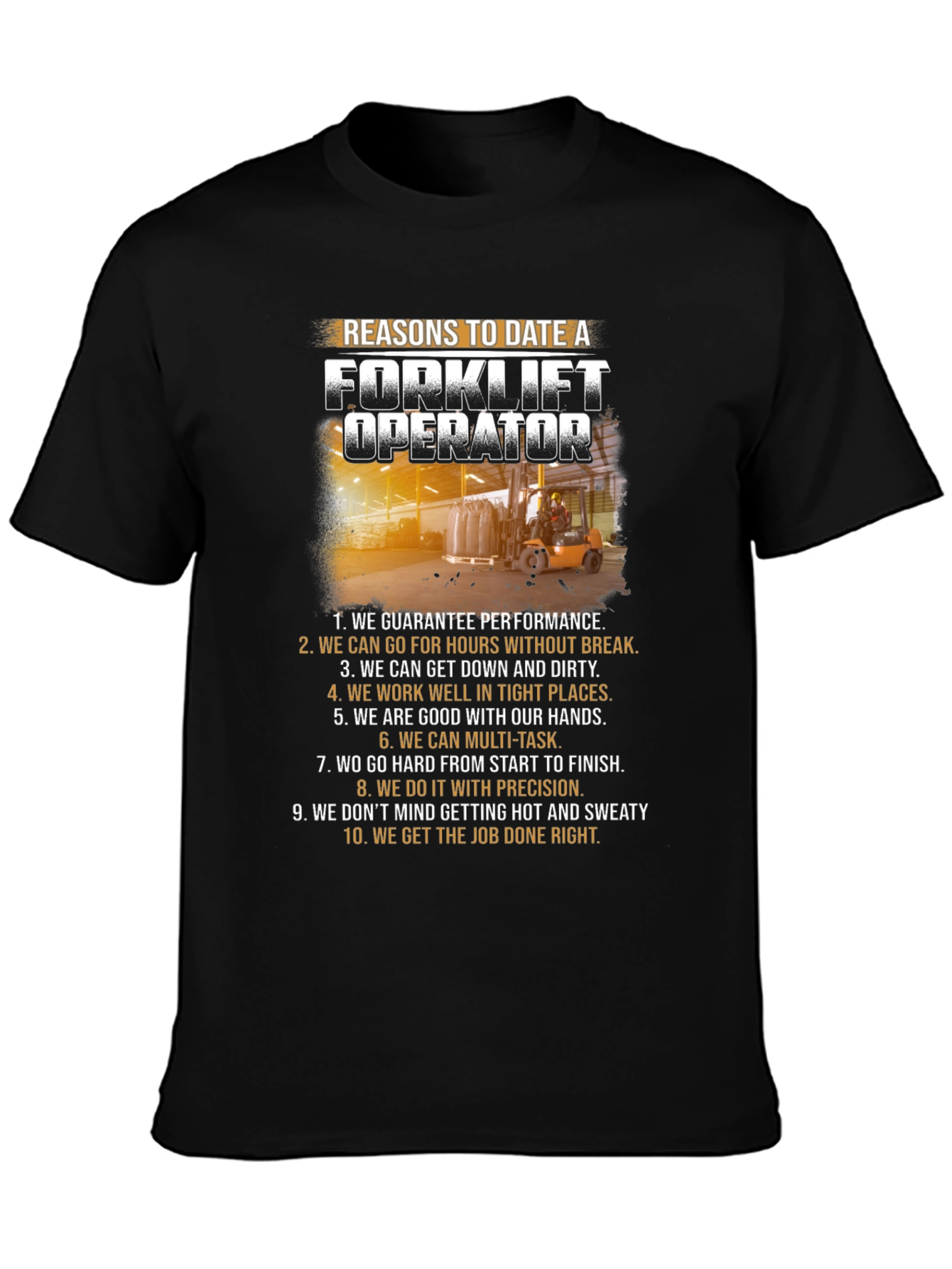 Black Reasons to Date a Forklift Operator T-Shirt view 3